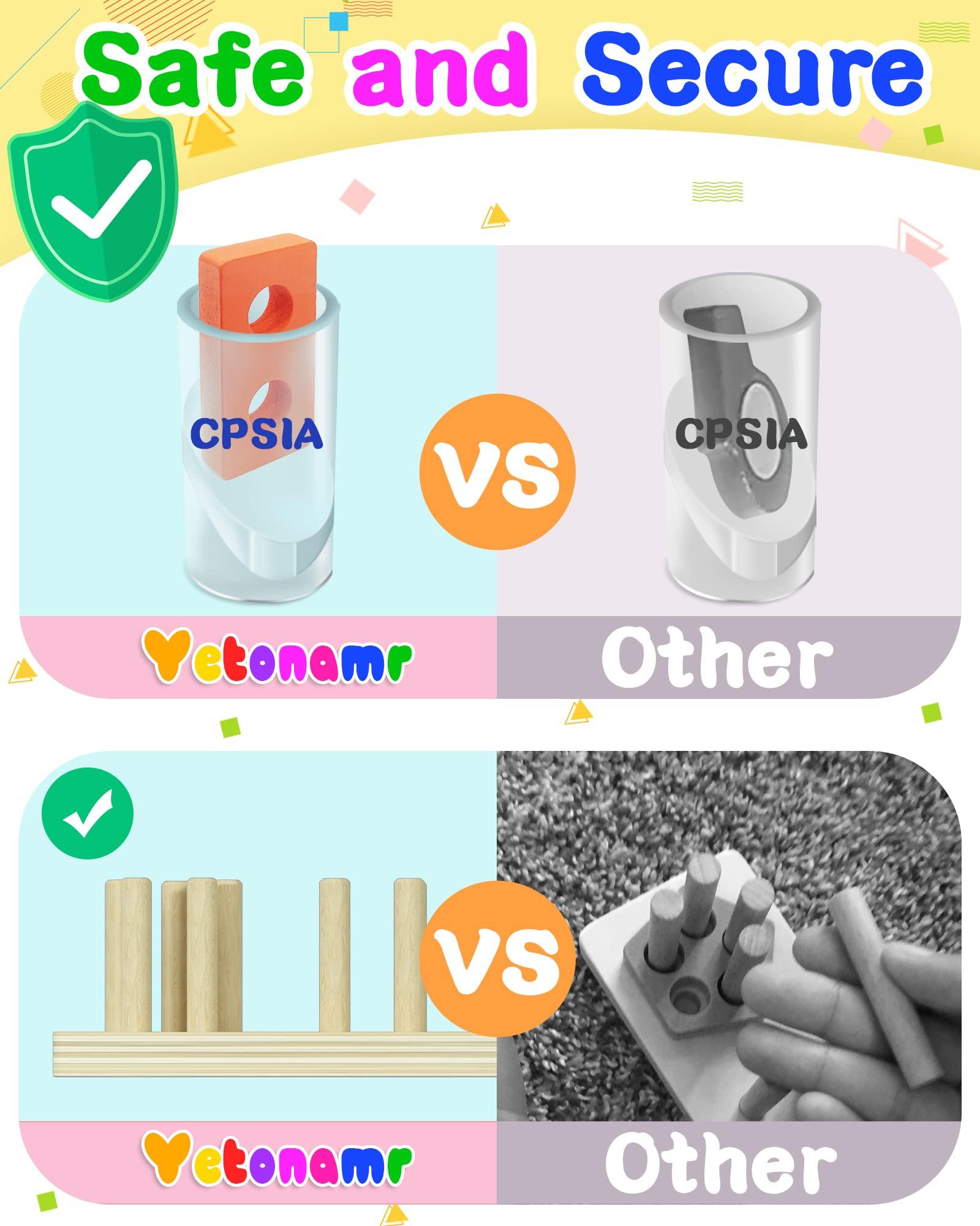 Yetonamr Yetonamr Montessori Toys for 1 2 3 Years Old Boys Girls Birthday Gifts, Wooden Sensory Toys for Ages 2-4 Toddlers Kids Baby, Toddler Stocking Stuffers Learning Toy Activities Puzzles Ages 1-3