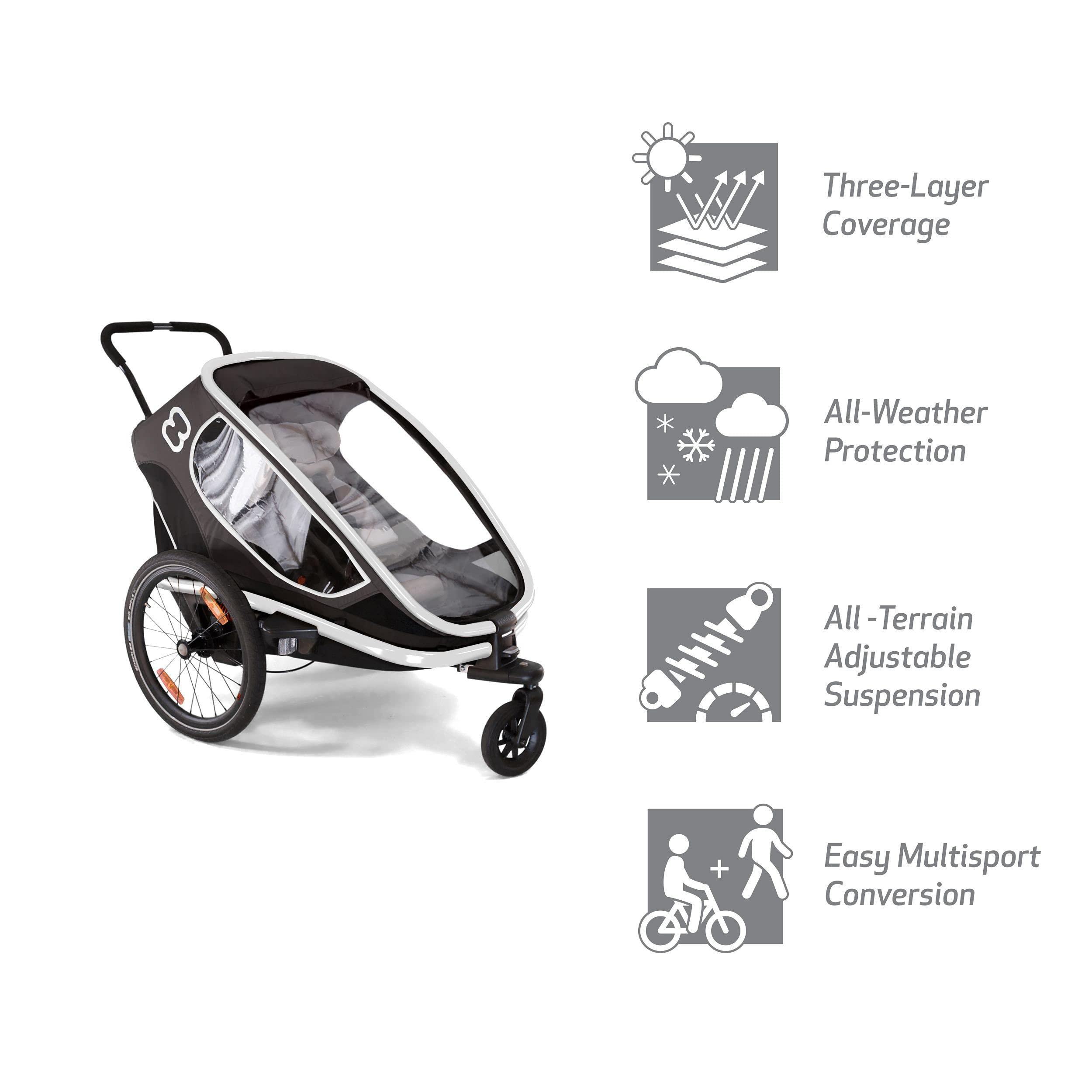 Hamax Hamax Outback One Seat Reclining Multi-Sport Child Bike Trailer + Stroller (Jogger Wheel Sold Separately) (Grey/Black)