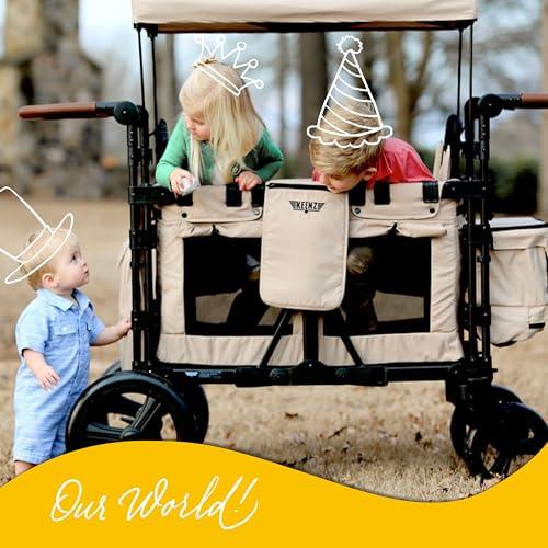 Keenz Keenz XC 2.0 - Luxury Comfort Stroller Wagon | Foldable 2 Passenger Double Seater with Adjustable Canopy | Cream