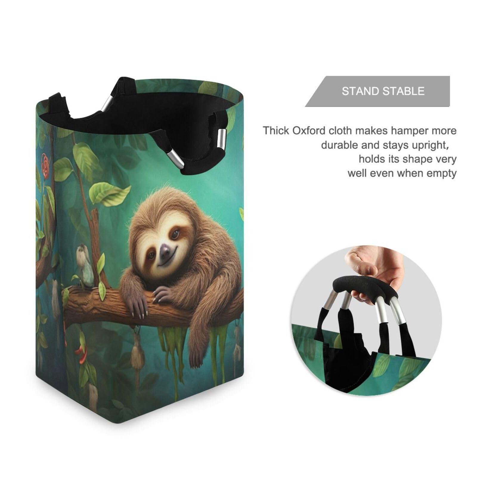 FLildon FLildon Laundry Basket Tree Sloth Collapsible Clothes Hamper, Waterproof Nursery Storage Bin with Handle Clothing Baskets for Bedroom Bathroom