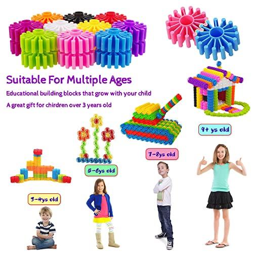 KASHIAOTE KASHIAOTE Gears Interlocking Learning Set, STEM Construction Toy Set - Building Kids Toys 180 Pcs - 10 Colors