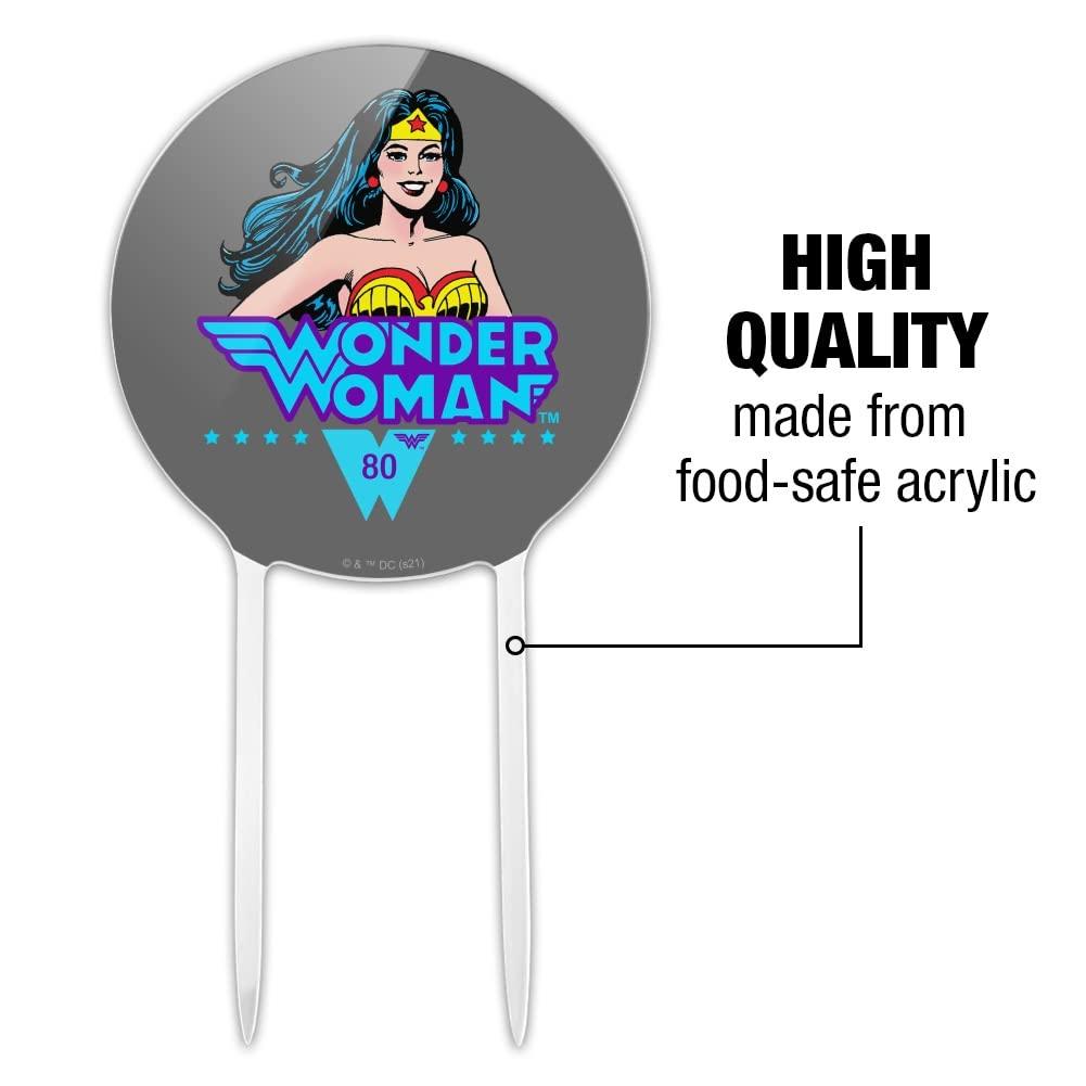 GRAPHICS & MORE Acrylic Wonder Woman 80th Classic Comic Smile Cake Topper Party Decoration for Wedding Anniversary Birthday Graduation