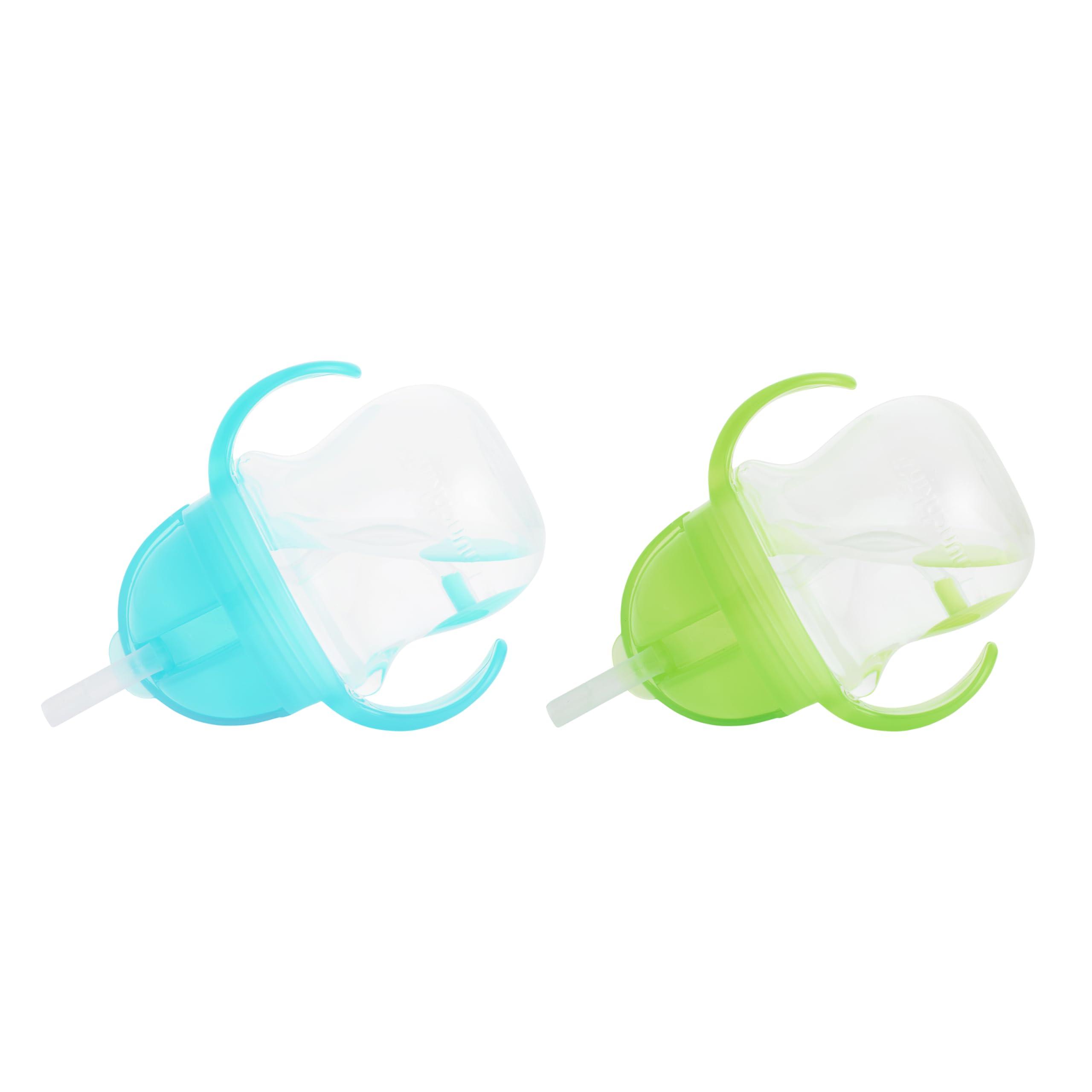Munchkin Munchkin Any Angle Sippy Cup for Toddlers, Weighted Straw Trainer Cup with Click Lock Lid, 7 Ounce, 2 Pack, Blue/Green