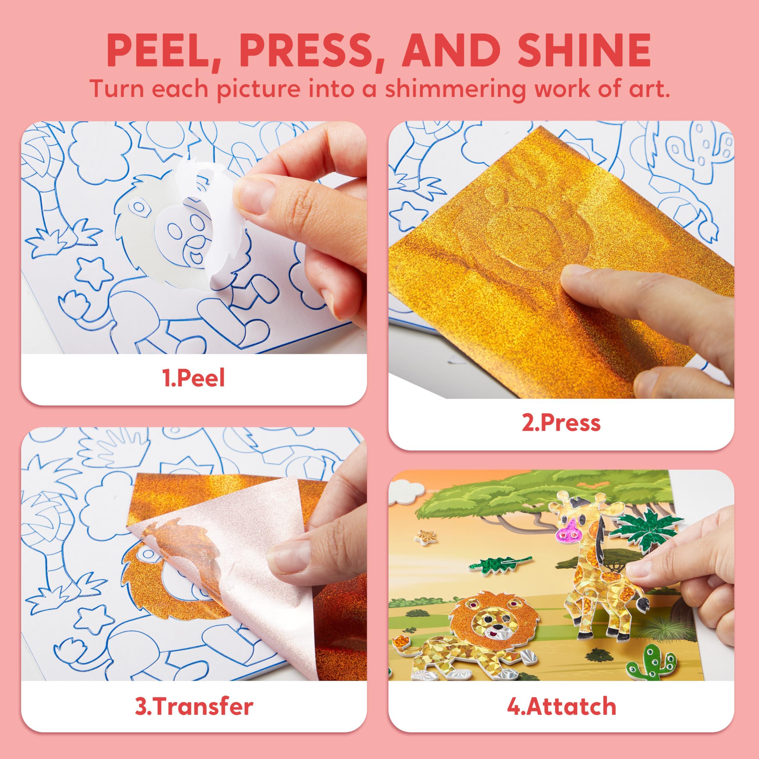 Klever Kits Klever Kits Foil Art Kit for Kids - Arts & Crafts Supplies, Mess Free Coloring, Animal Foil Foam Stickers, Creative Travel Toys, Birthday Gifts for Boys & Girls Ages 4 and Up