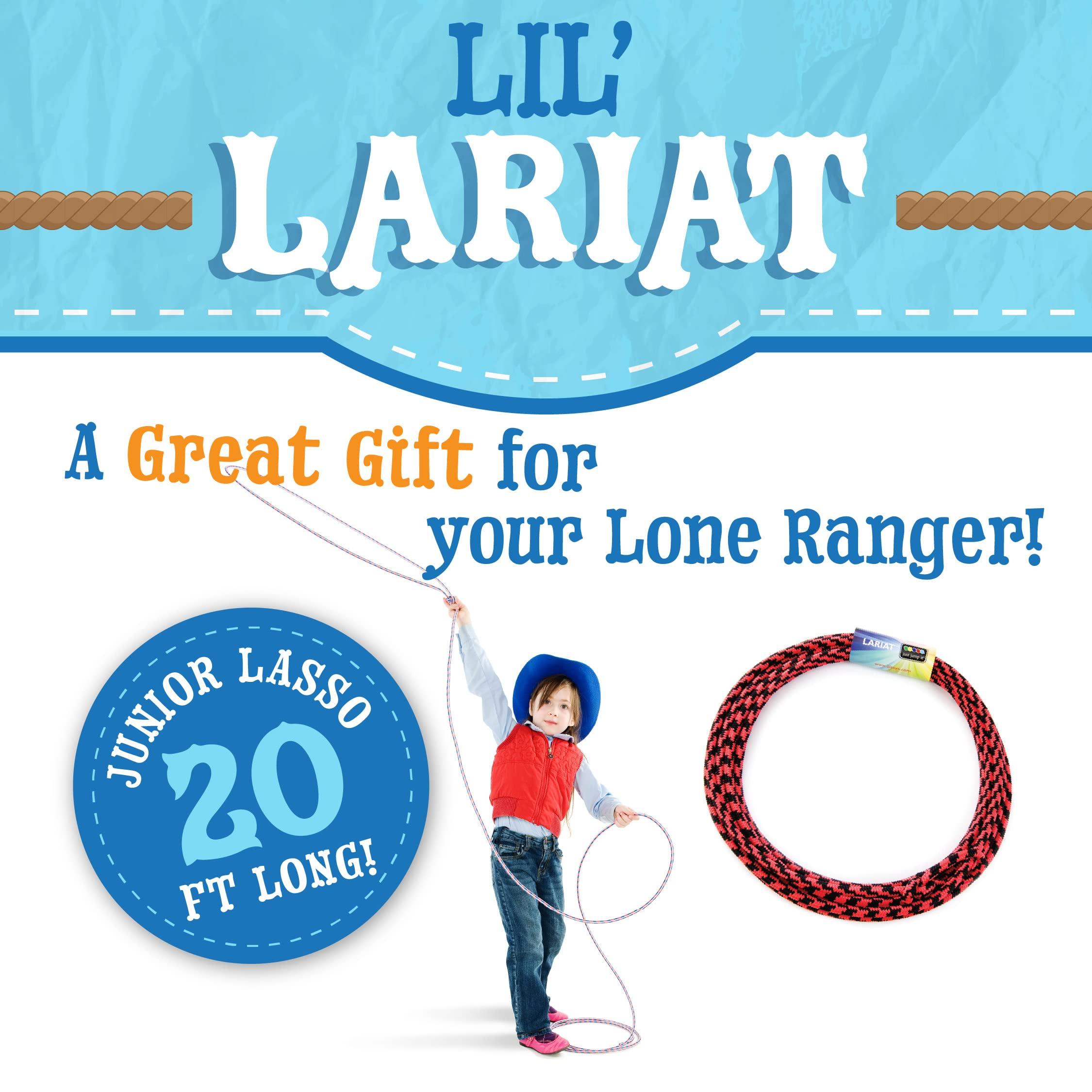 Just Jump It Just Jump It Lil Lariat Junior Lasso Rope - Pre-Tied 20\' Kids Cowboy Rope - Pink and White