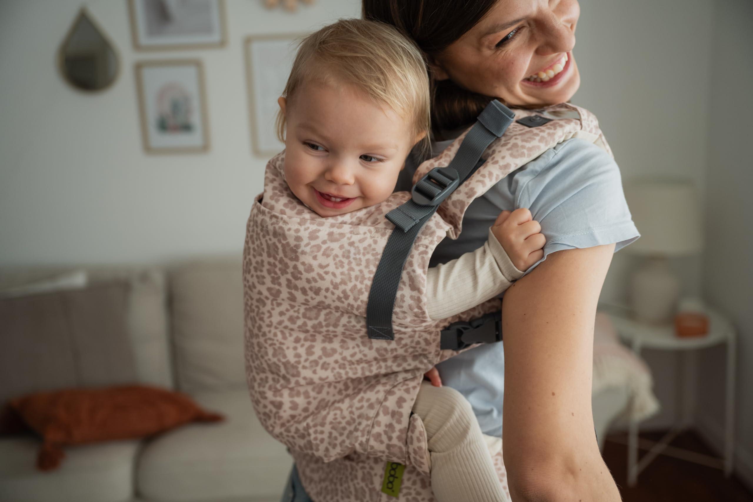 Boba Boba X Ergonomic Baby Carrier - Adjustable Infant Carrier for Newborn to Toddler, Front and Backpack Babywearing 7 to 45 lbs, Baby Carrier with Adjustable Straps and Padded Shoulders (Sand Leopard)