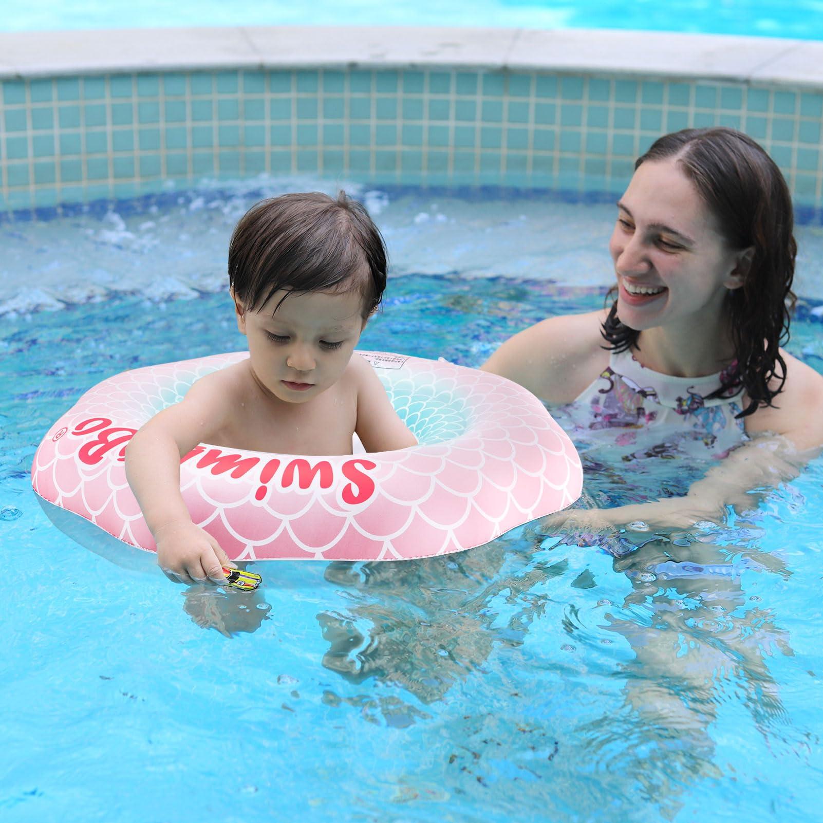 opomoqo Baby Swim Ring Underarm Swim Seat Float Trainer with Backest for Toddler 6 Months to 3 Years (Pink)