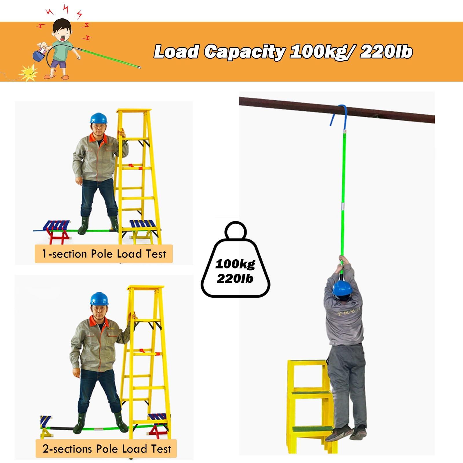 AMUFJJ AMUFJJ Electrical Safety Rescue Hook with Insulated Pole, 10kv/35kv/110kv/220kv High Voltage Insulated Rescue Hook, Emergency Protective Equipment with 20 Inch Opening(L 1m/3.3ft)