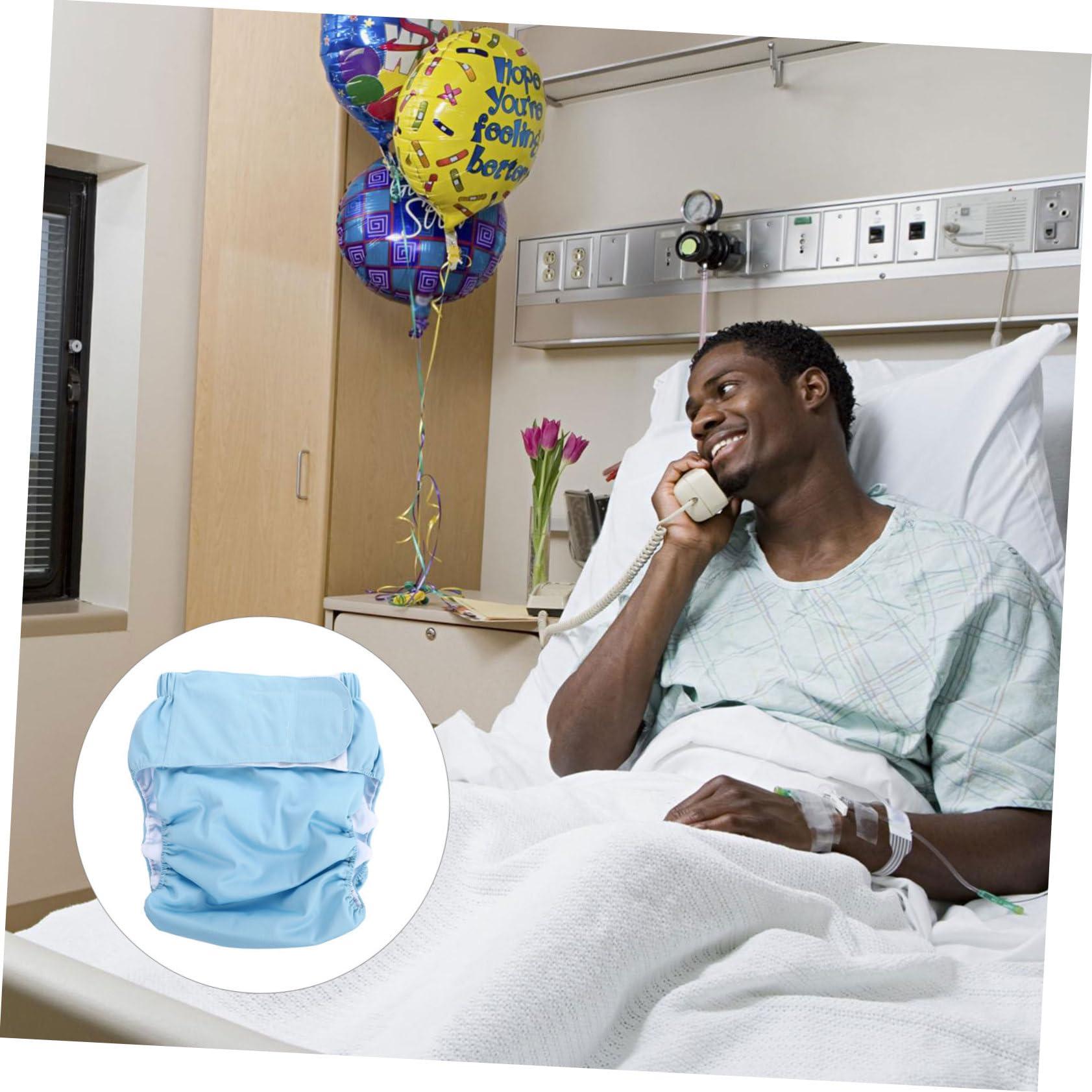 JECOMPRIS JECOMPRIS Adult Cloth Diaper Waterproof Nappy Elderly Incontinence Care Nappies Underwear Reusable Washable Overnight Diapers Pants for Disability Seniors Men Women Blue