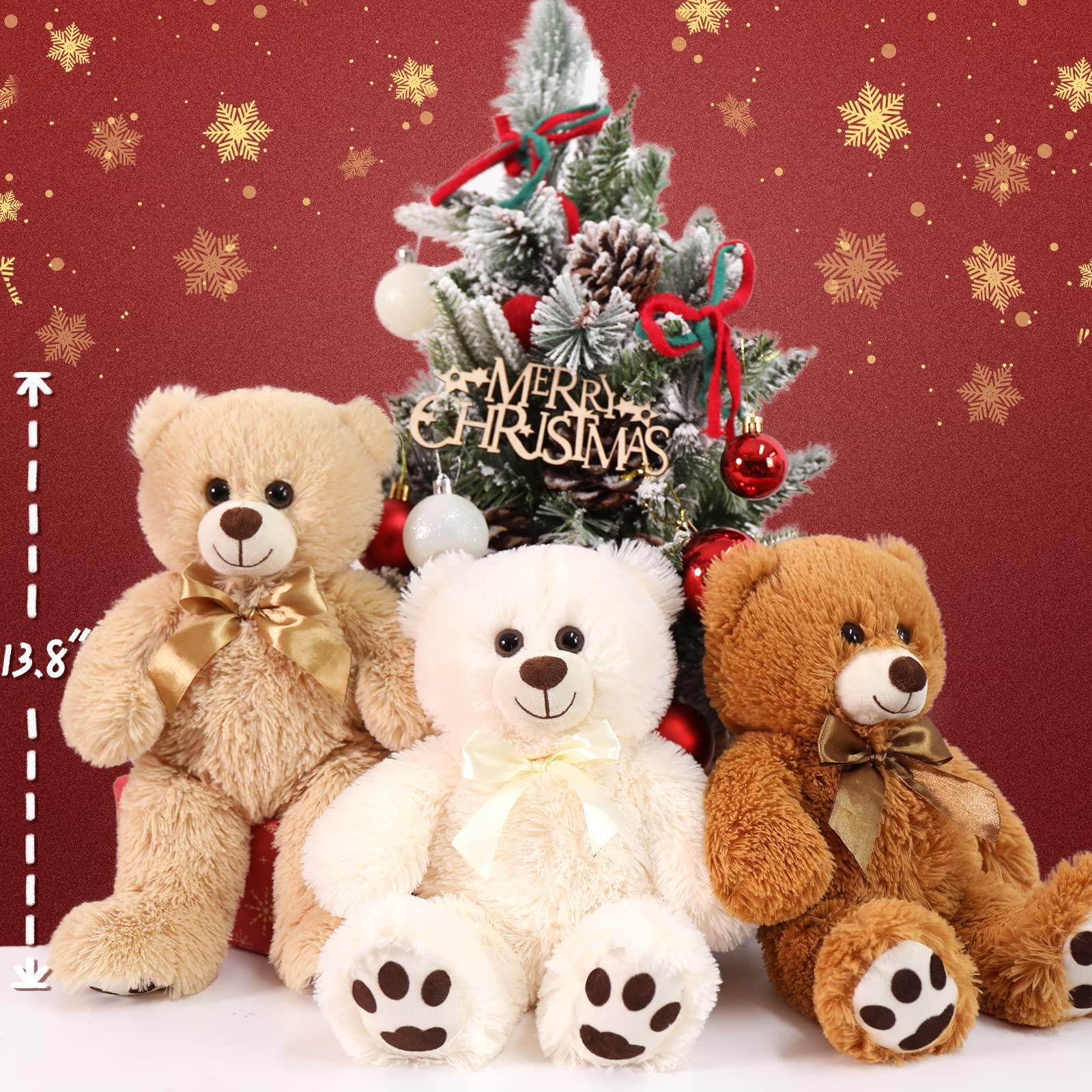 MorisMos Bulk Teddy Bear for Baby Shower 3 Pack Teddy Bear Stuffed Animals Bulk 14in Teddy Bears Bulk Soft Stuffed Bear Stuffed Animal Wholesale for Birthday Christmas Valentine s Gift White Tan Brown