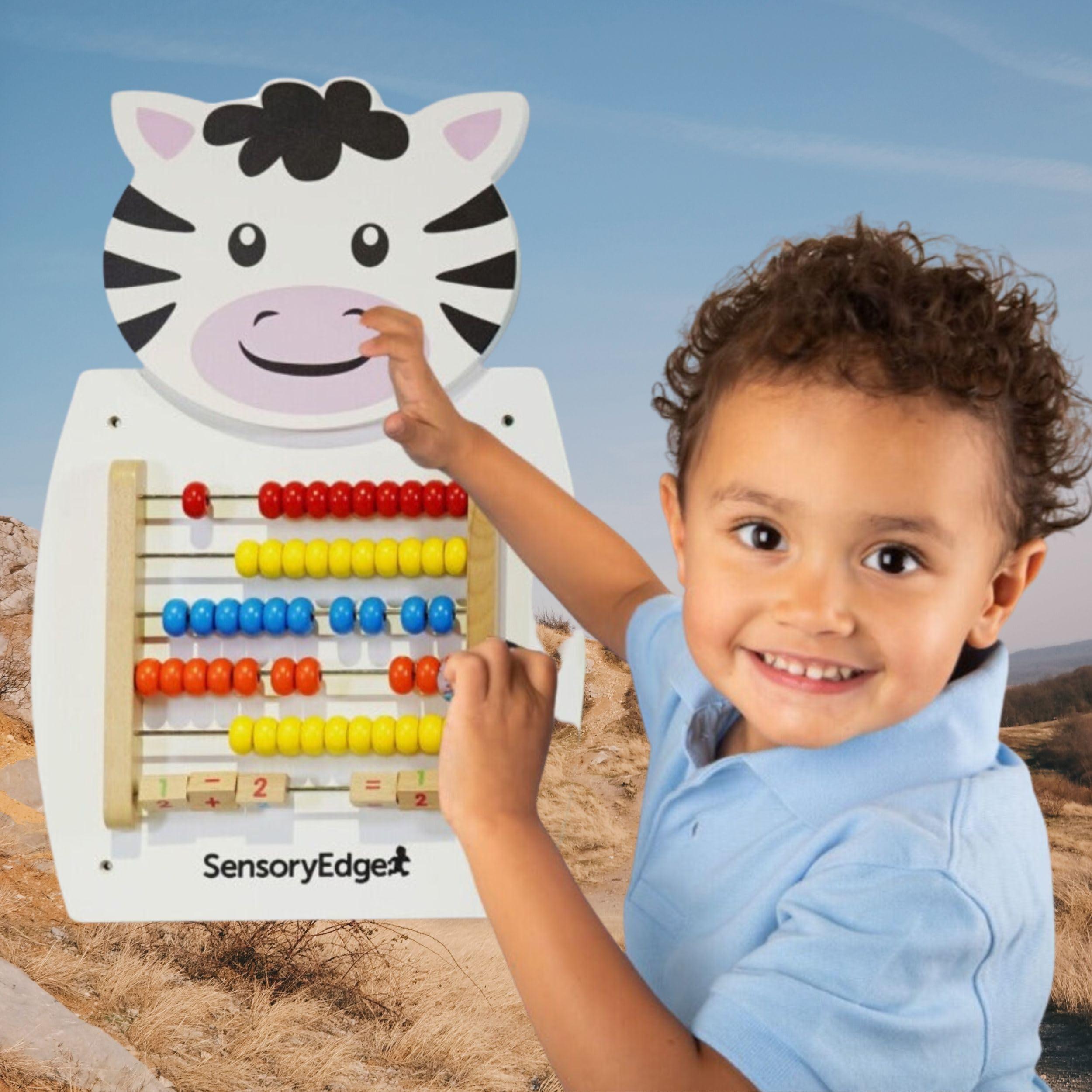 SensoryEdge Zebra Abacus Counting Wall Mounted Toy - Busy Board Fine Motor Skills - Montessori Toys Toddler Sensory Wall Decor Children\'s Playrooms, Bedrooms, Waiting Areas, Schools & Daycares
