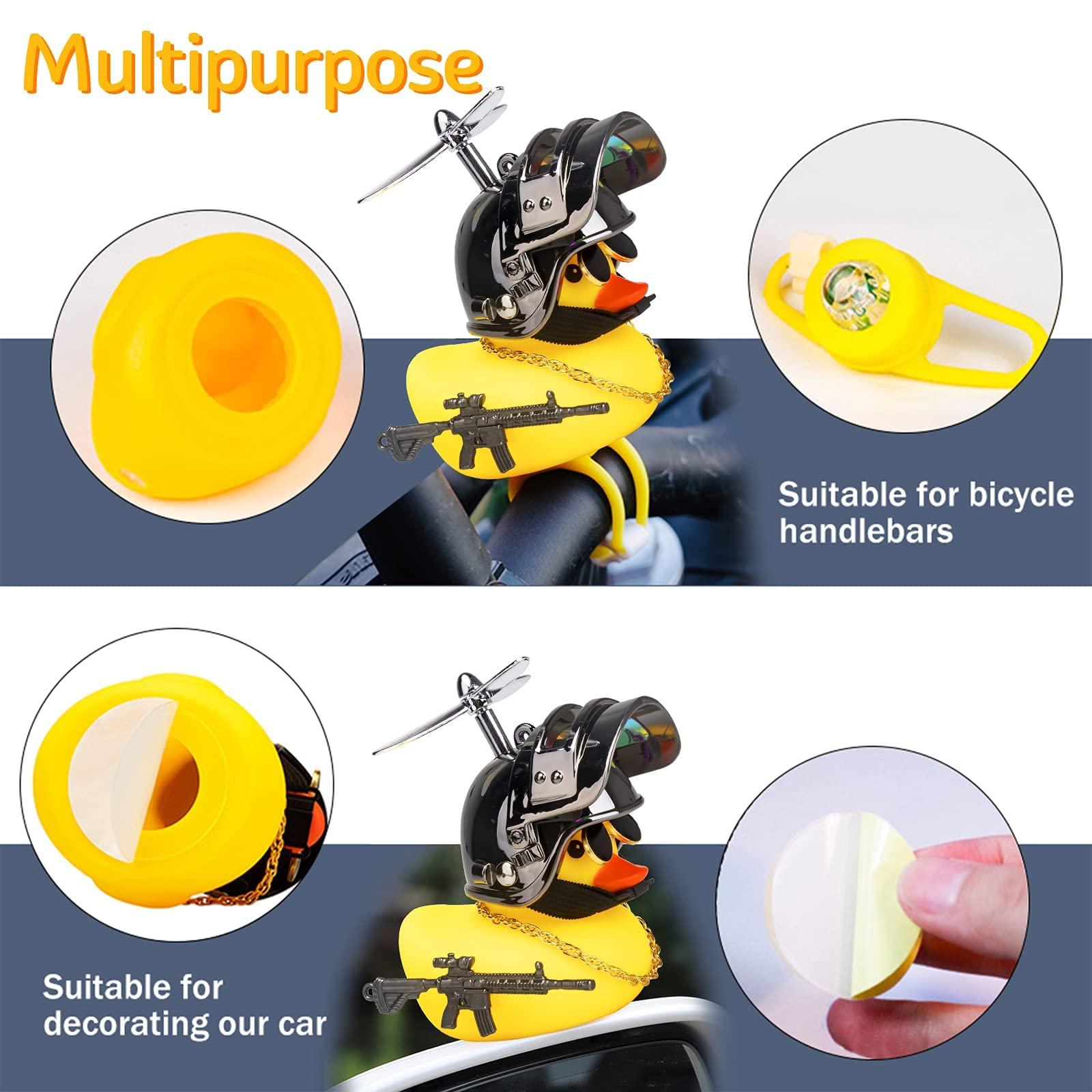 wonuu wonuu Rubber Duck Car Ornaments, Squeeze Duck Dashboard Decorations Bicycle Decor for Cycling Motorcycle & Bicycle Accessories Decorations (Brilliant Black-L&G)