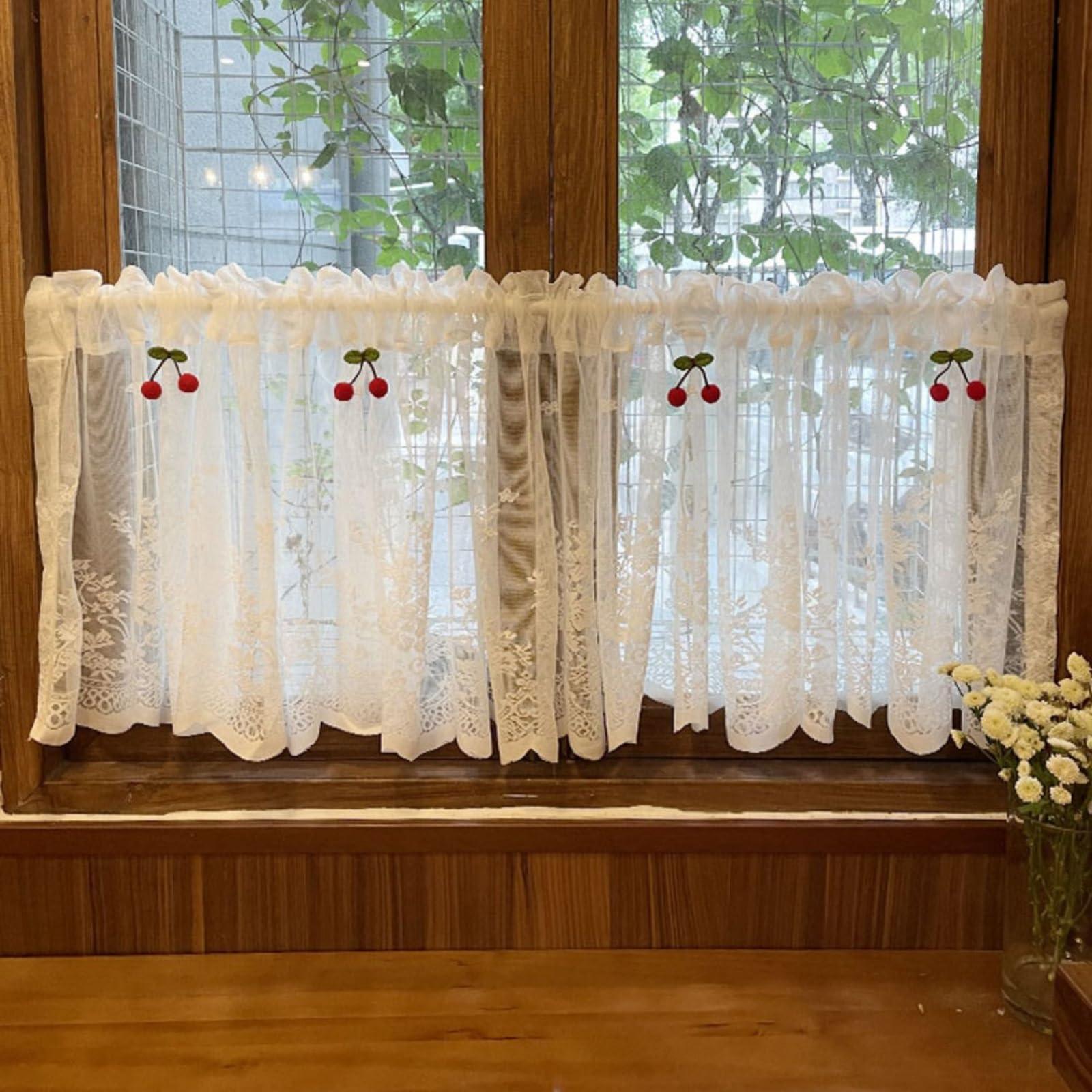 BAYTEWJX Short Black Out Curtain for Small Window Farmhouse White Short Semi Sheer Linen Curtain Cafe Curtains Half Window Treatment Set for Kitchen Over Sink Bathroom Dining Room Decor. ( Size : Pave W270cm*H