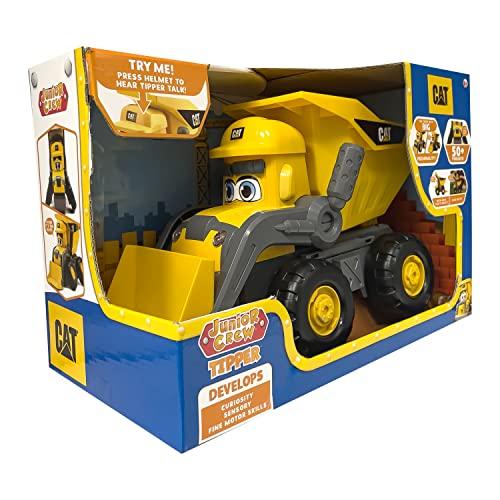 CAT CAT Construction Toys, Junior Crew Tipper - Interactive Dump Truck Toy - 50+ Phrases & Sounds, Motorized Facial Movement, Great 2 Year Old Toys for Boys