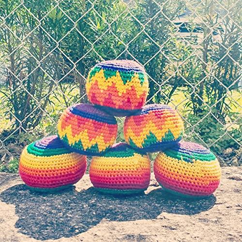 Mia Jewel Shop Mia Jewel Shop Rainbow Multicolored Crochet Striped Geometric Pattern Hacky Ball Foot Bag Kick Sack - Handmade Gifts Tribal Guatemalan Toys One Size