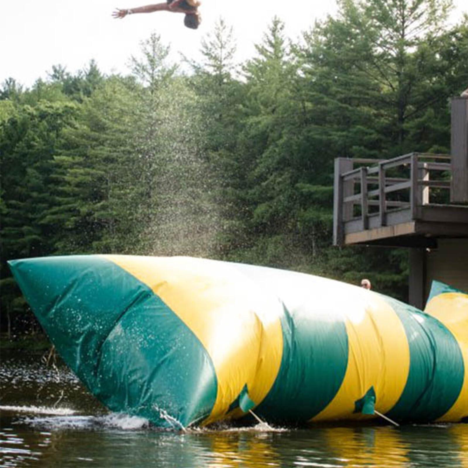 ZALIX Inflatable Water Catapult - Water Inflatable Catapult Bag Jumping Pillow with Air Pump,Water Catapult Bag, Inflatable Water Drop Jumping Bag,Suitable for Adults and Children