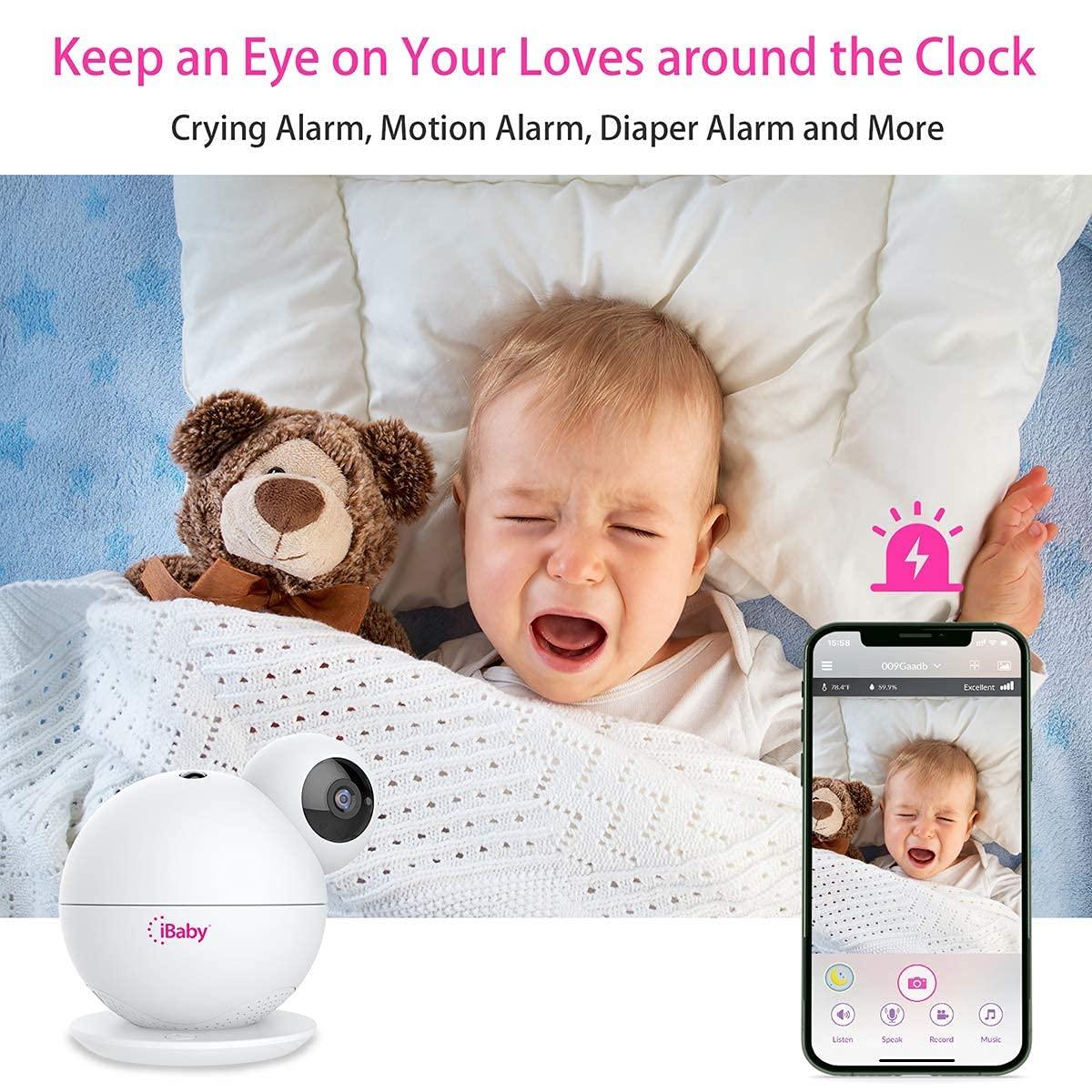 iBaby iBaby M8 2K Smart Baby Monitor, 355 Pan 110 Tilt and 2-Way Talk, Video Baby Monitor with Crying and Motion Alerts, Moonlight Projector, Temperature/Humidity Alerts, for iOS/Android