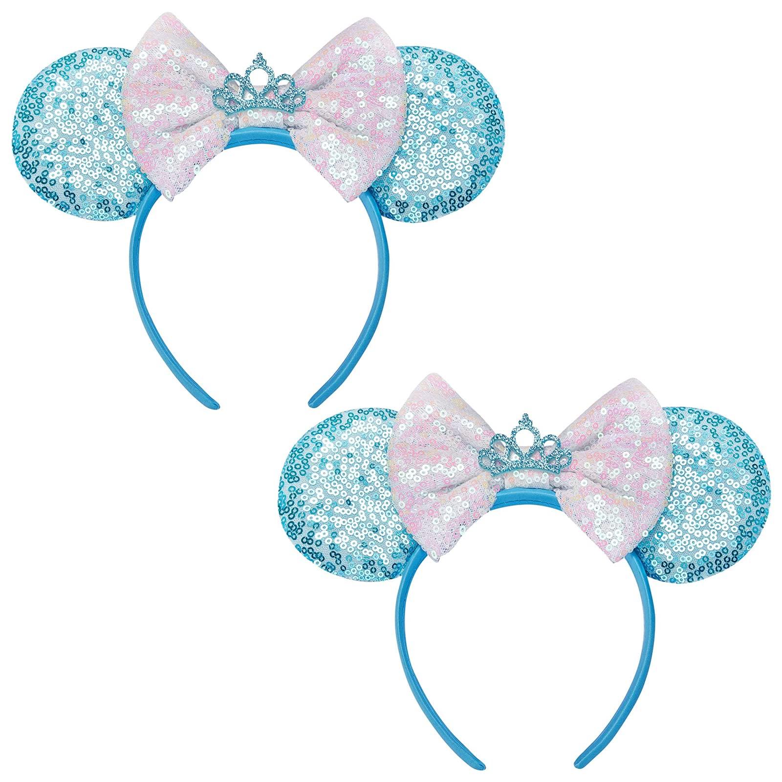 FANYITY FANYITY Mouse Costume Ears,2 Pcs Mouse Ears Headbands for Girls & Women Party,Size Free (Blue Crown 2)