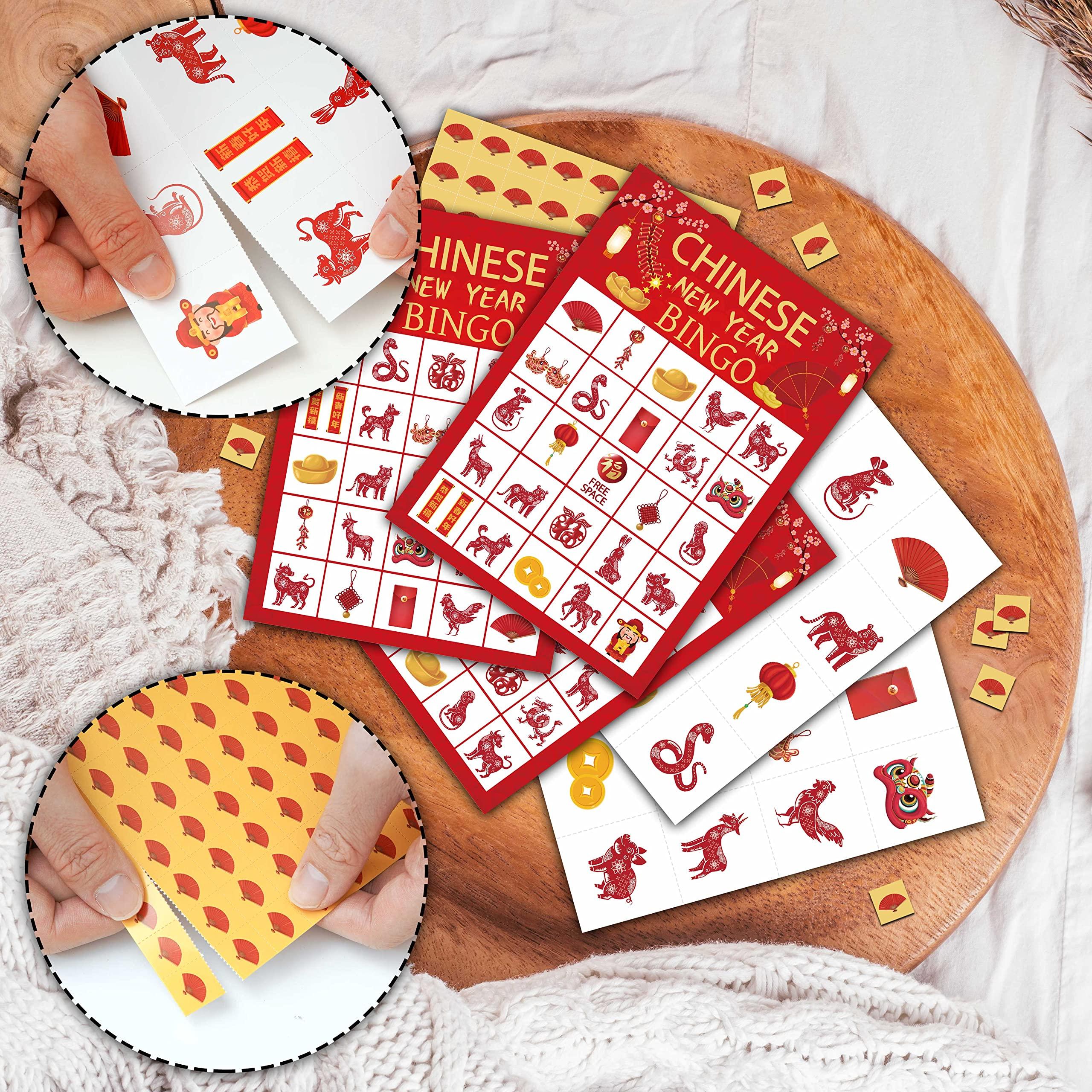 Tedea Tedea Chinese New Year Bingo Games, Lunar New Year Games, Chinese New Year Bingo, Chinese New Year Activity, Chinese New Year Party Decorations Supplies, 24 Players Bingo Games (B03)