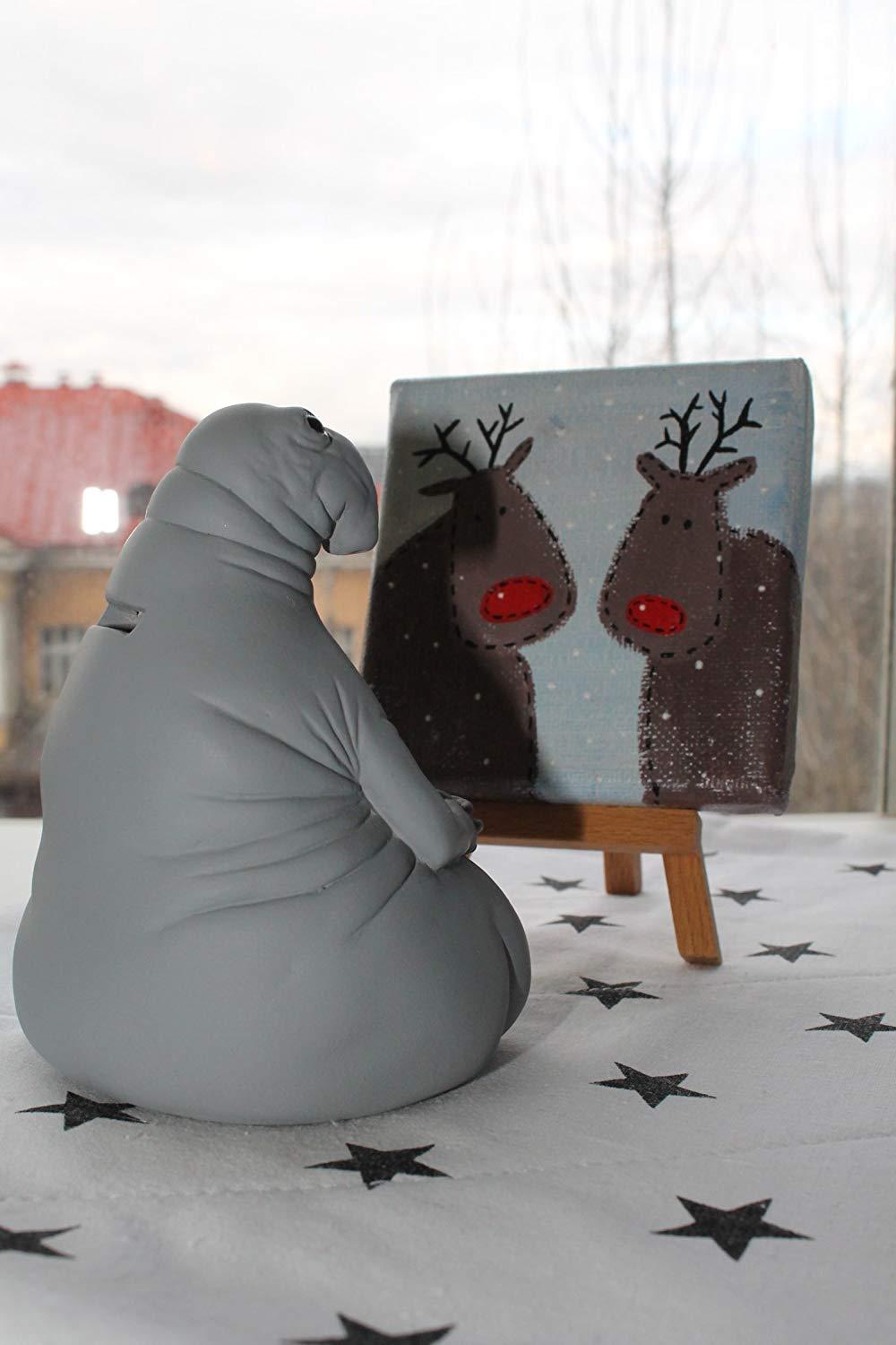 DRSHO Zhdun Meme Homunculus Loxodontus Plaster Gypsum Sculpture Piggy Money Bank Moneybank Moneybox Waiting Awaiter Toy