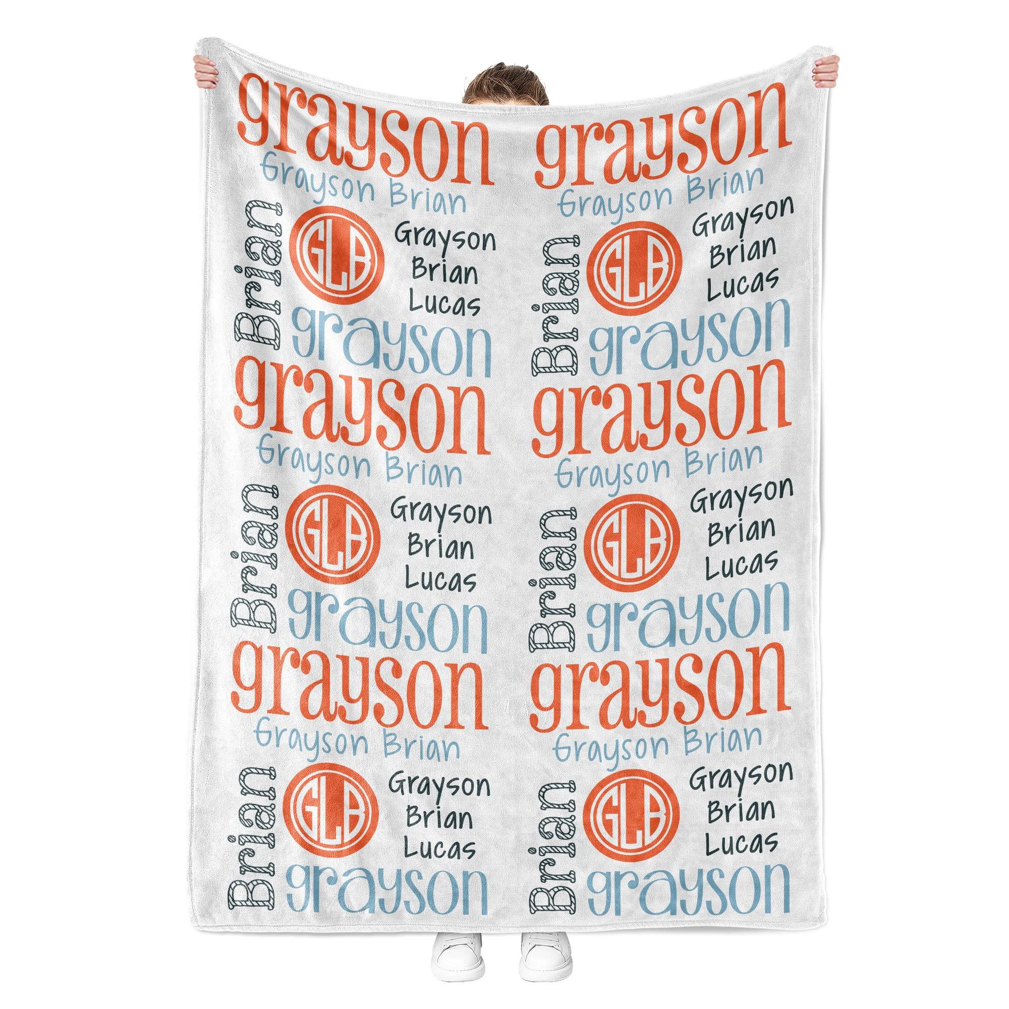 MDPrints Global MDPrints Monogrammed Baby Blanket - Personalized Baby Gifts - Name Blankets Personalized Kids (Mono 208, 30"x40")