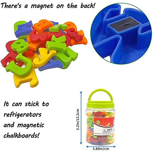 Jeffbaubl Magnets Alphabet Numbers Refrigerator Magnets, Colorful Letters ABC 123 Fridge Magnets for Vocabulary Educational Toy Set Preschool Learning Spelling Counting Uppercase Lowercase Math Symbols