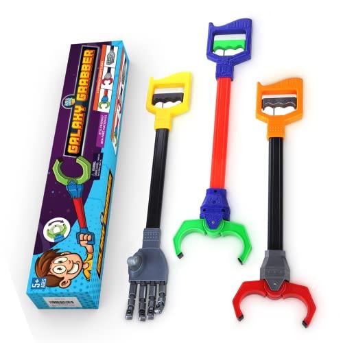 PICK A TOY Interactive Toy Grabber, Robot Hand and Robotic Claw, 3 Pc Set, Fun Early Learning and Hand-Eye Coordination Play, Long 18 Inch Arm, Strong Grasping Tool