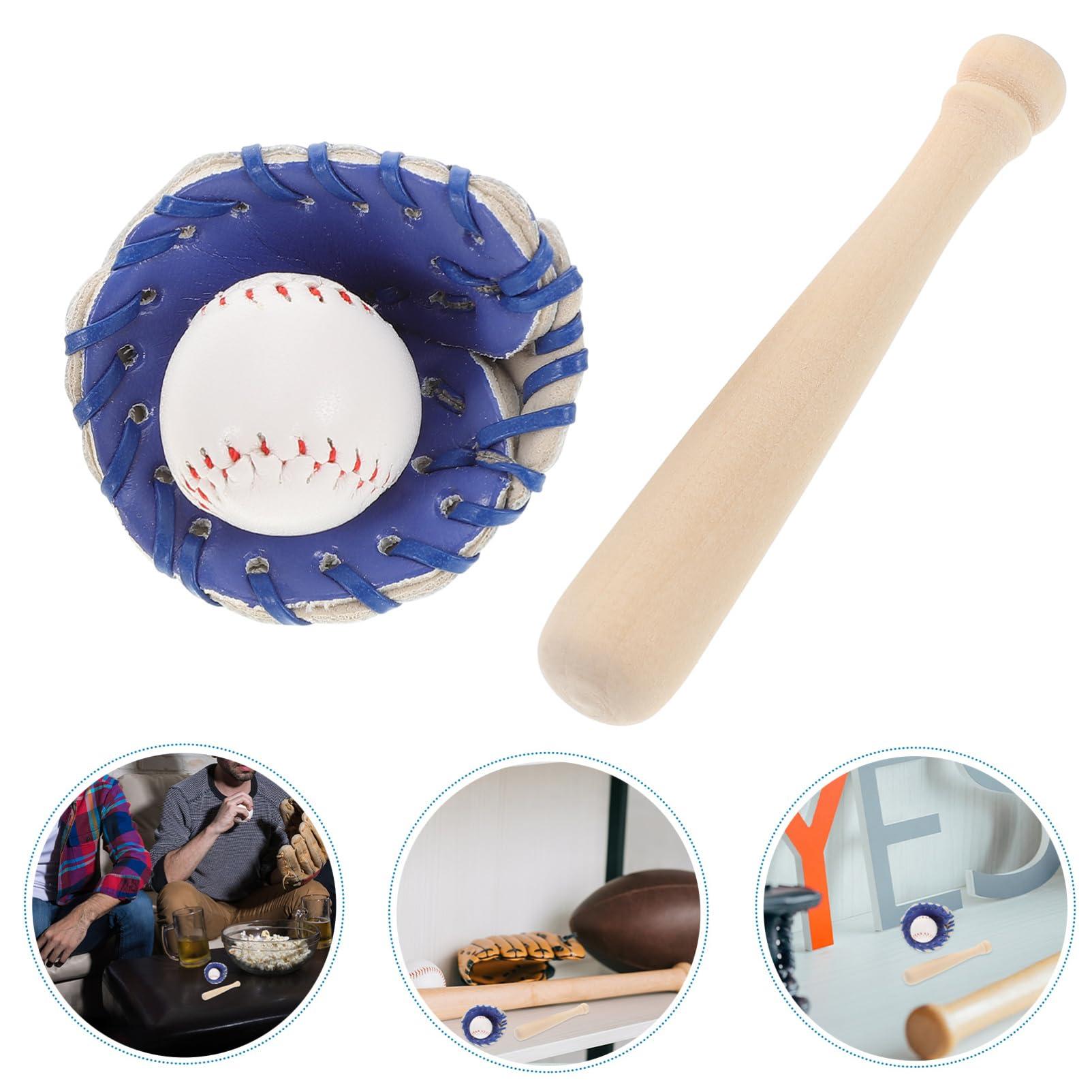 TOYANDONA TOYANDONA Mini Baseball Bat Miniature Toy Miniature Baseball Bats Gloves Kit Miniature Dollhouse Accessories Simulation Tiny House Baseball Decorations Mini Baseball Bat Glove and Ball