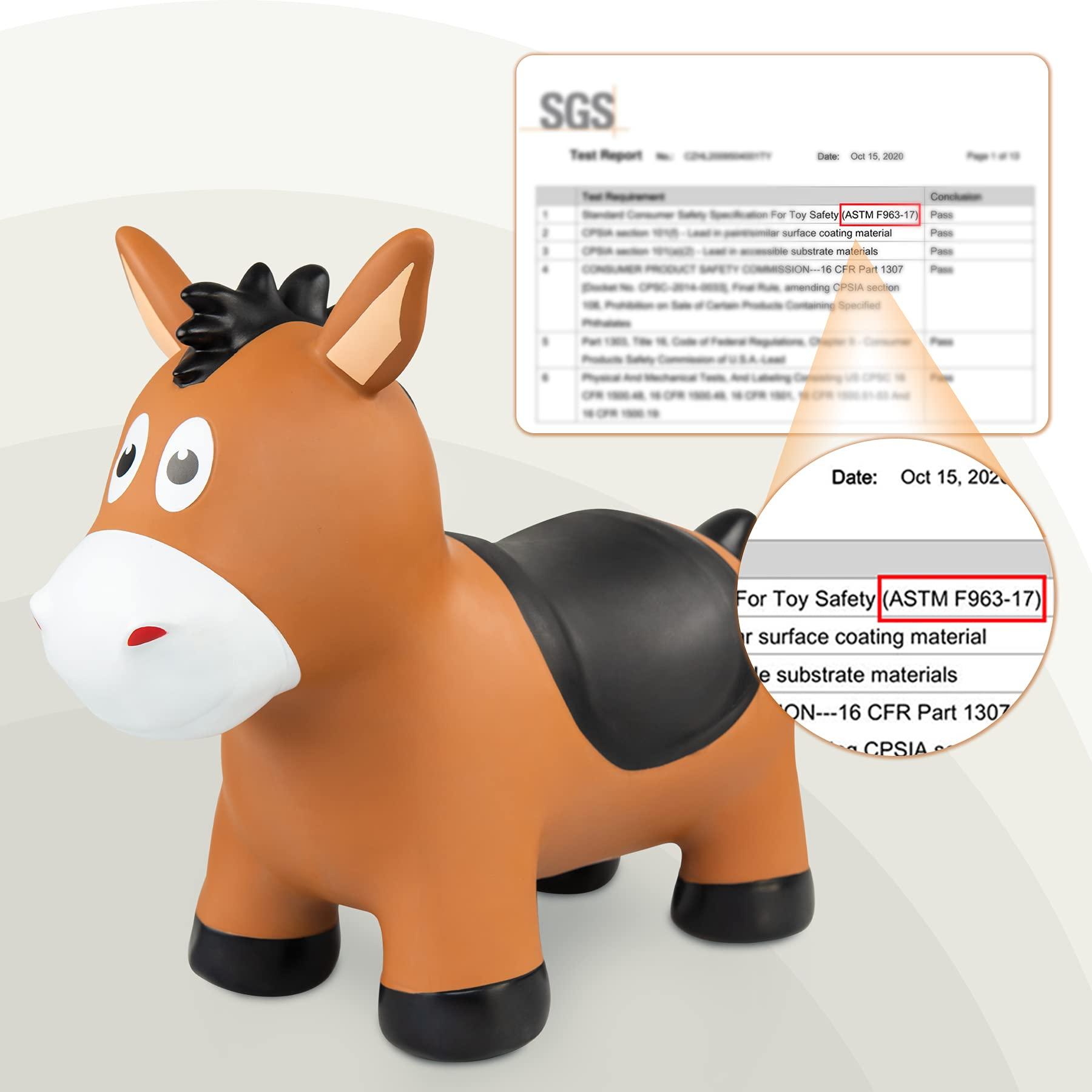 ZOOJOY ZOOJOY Bouncy Horse Hopping Toys, Inflatable Animal Horse Toys for Toddlers 1-3, Outdoor Indoor Bounce and Ride On Bouncer for Boys Girls, Birthday Gifts for 18 Months 2 3 4 5 6 Year Old with Pump