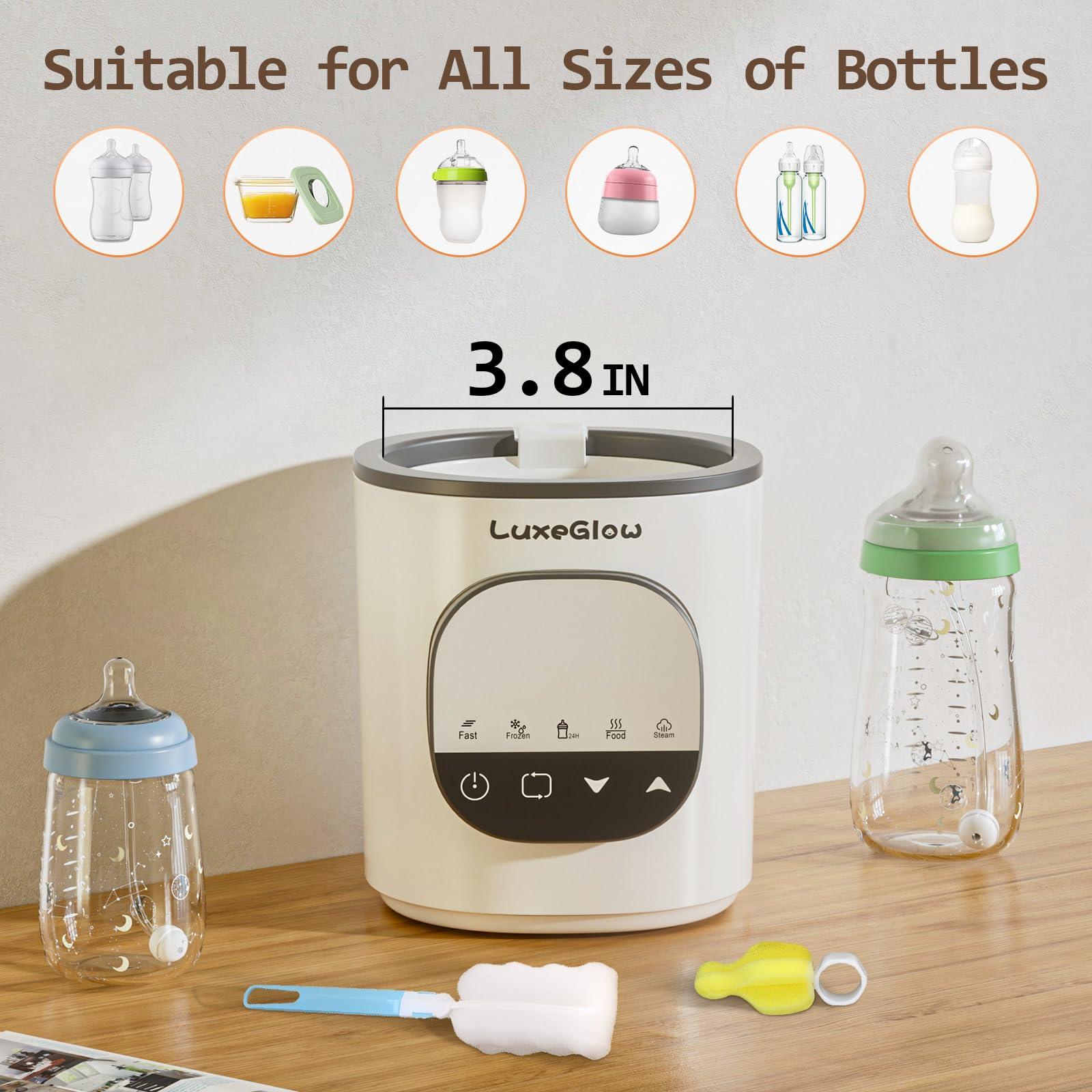 LuxeGlow Fast Baby Bottle Warmer for Breastmilk and Formula, Accurate Temperature Control, 10-in-1 Functionality Bottle Warmer for All Bottle Sizes with Thaw,Sterilizing, 24H Keep Warm, Food Heating