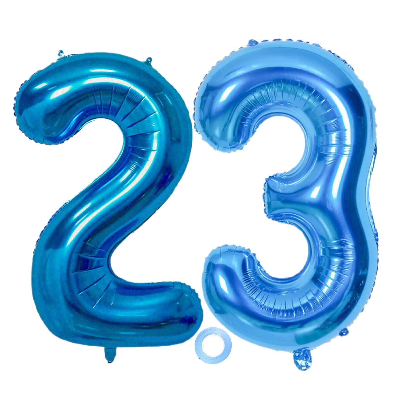 Shikuer Number 23 Balloons 32 inch Digital Balloon Alphabet 23th Birthday Balloons Digit 23 Helium Balloons Big Balloons for Birthday Party Supplies Wedding Bachelorette Bridal Shower, Blue Number 23