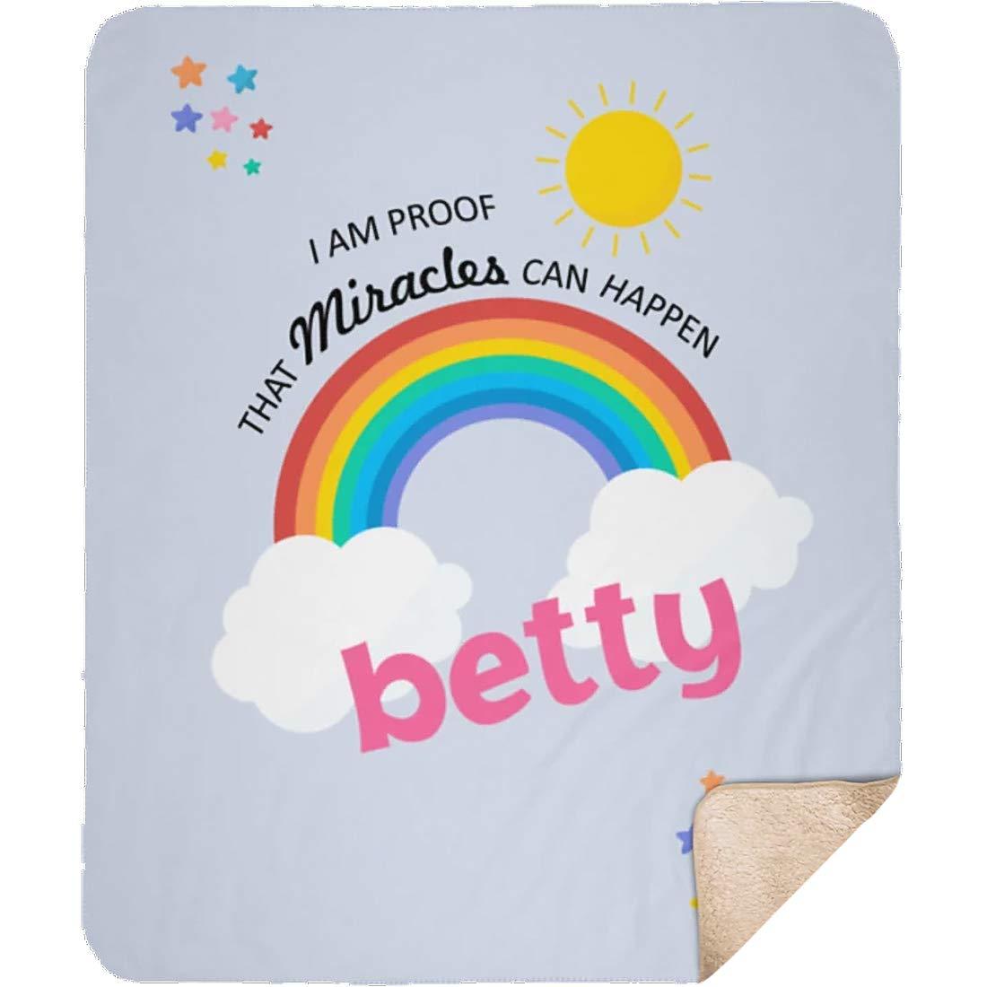 Yeh Gift Personalizead Baby Name Blanket for Girls and Boys. Proof That Miracles Can Happen Customized Rainbow Blanket from Baby's Name Gift for Baby Newborn, Birthday, Christmas, Holidays. (Sherpa, 50"x60")