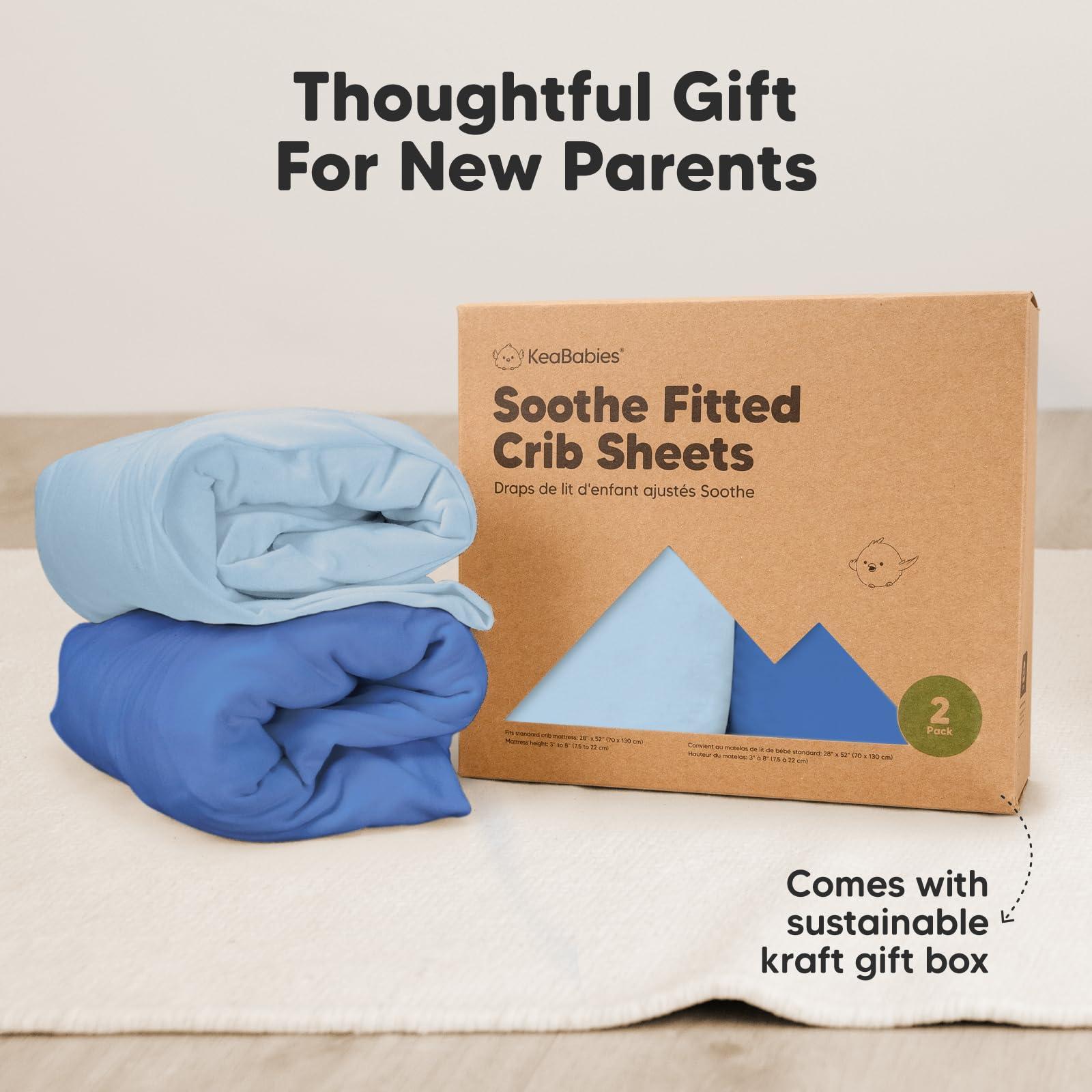 KeaBabies KeaBabies 2-Pack Organic Crib Sheets for Boys, Girls, Jersey Fitted Baby Crib Sheets Neutral, Cotton Breathable Crib Sheet, Cute Printed Crib Mattress Sheet, Baby Mattress Sheets (Cornflower)