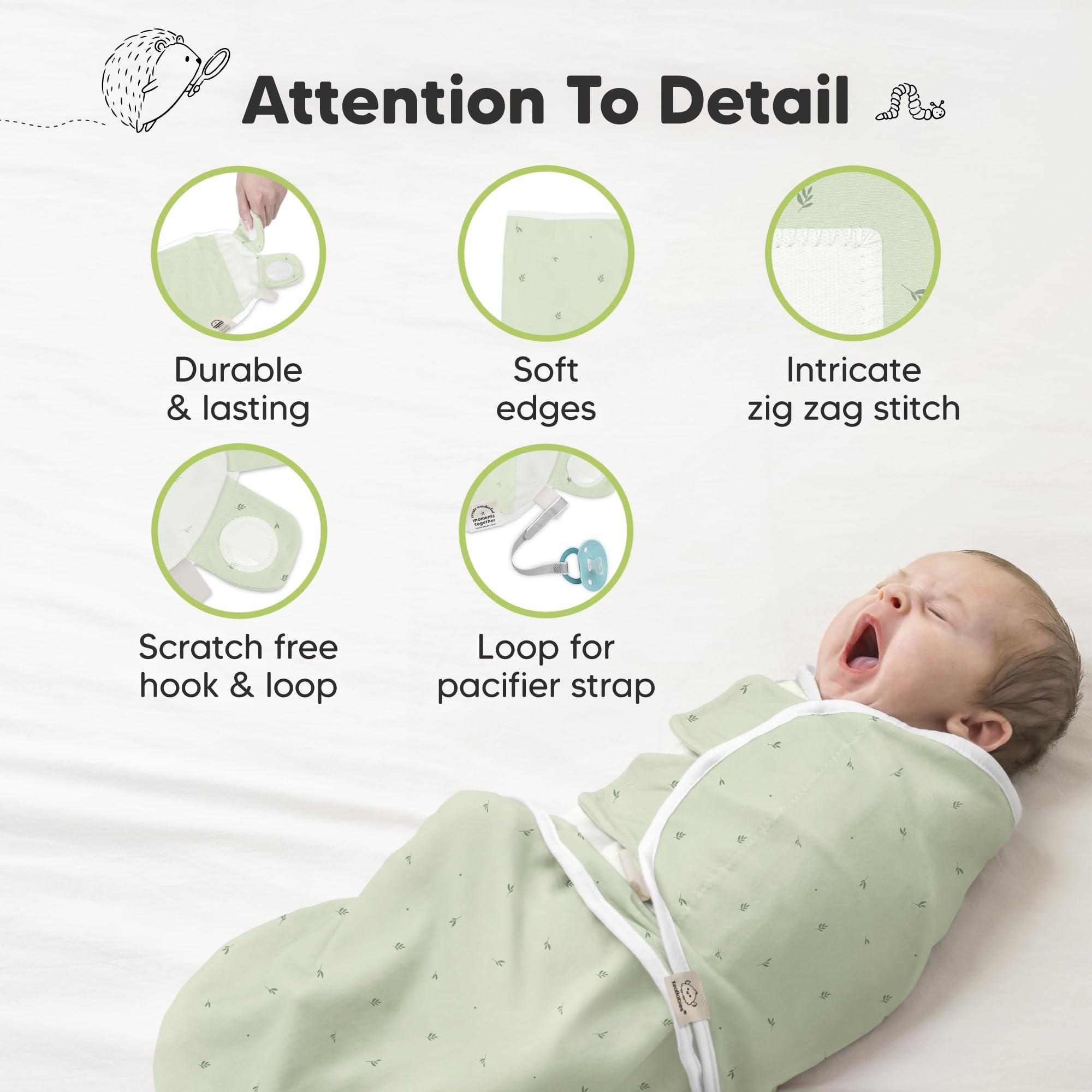 KeaBabies 3-Pack Organic Baby Swaddle Sleep Sacks - Newborn Swaddle Sack, Ergonomic Baby Swaddles 0-6 Months,Swaddles for Newborns, Baby Sleep Sack, Baby Swaddle Blanket Wrap,Baby Essentials(Bunnies, L)