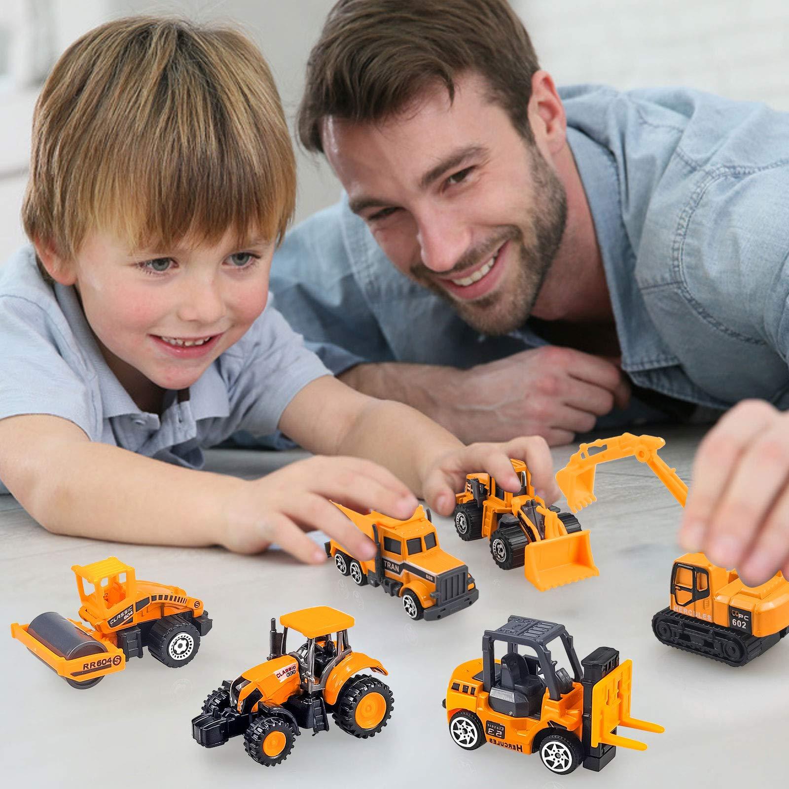 Blooming lilies 6 Pack Diecast Construction Vehicle Toy, Mini Model Construction Vehicle Toy Set for Boys Girls Age 1-3 4 5 6 7 Years Birthday Party Favors Gift & Goodie Bags Stuffers