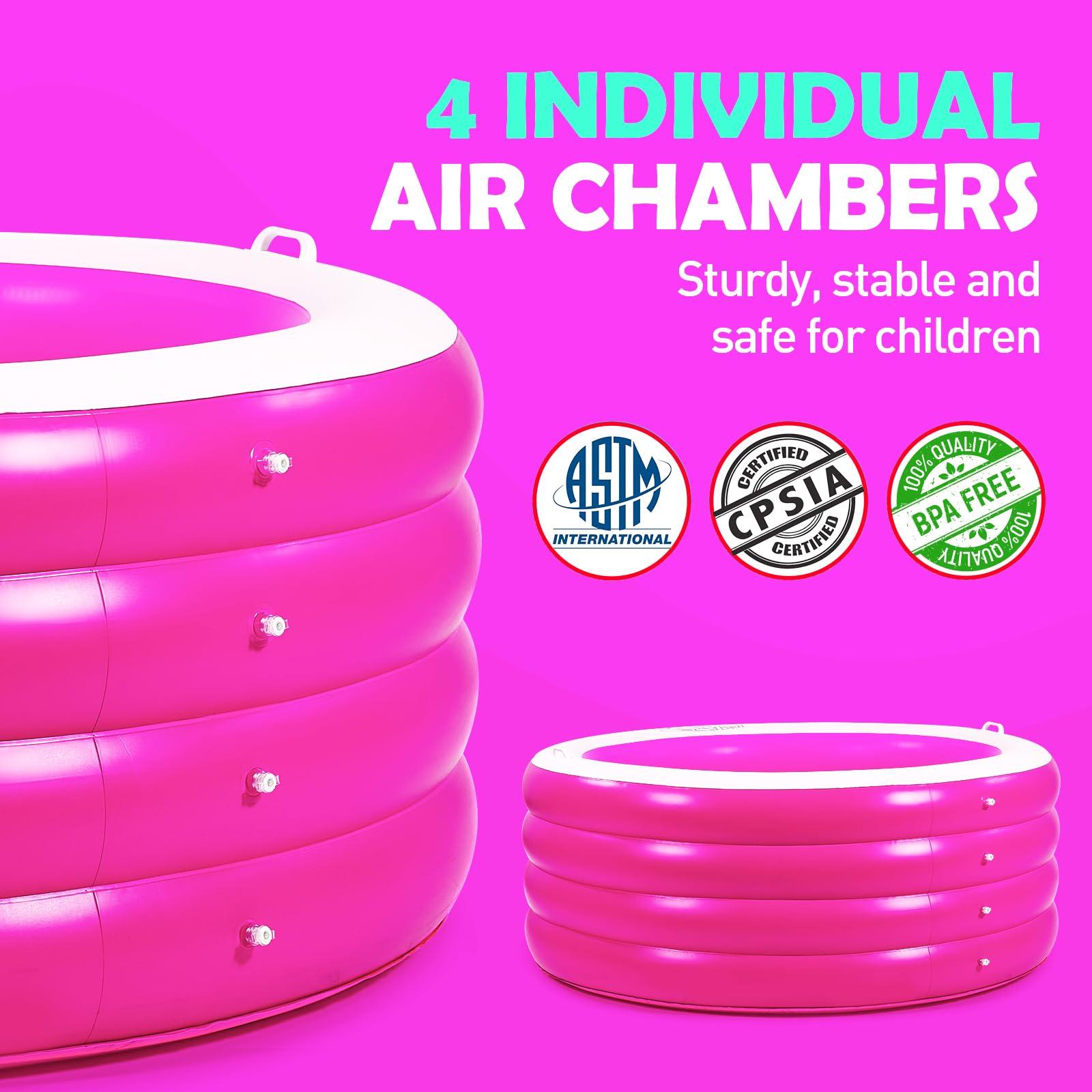 Biange Biange Blow Up Pool, 72\" X 30\" Deep Round Inflatable Swimming Adult Pool, Backyard Inflatable Pool for Kids Swimming, Pink