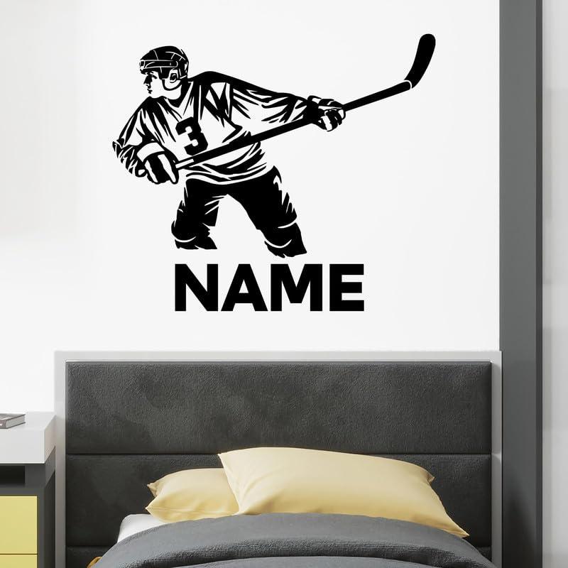 A TOP DESIGN Hockey Wall Sticker - Personalized Hockey Wall Decor - Hockey Decal Wall - Hockey Vinyl Decal - Hockey Wall Decals Bedroom
