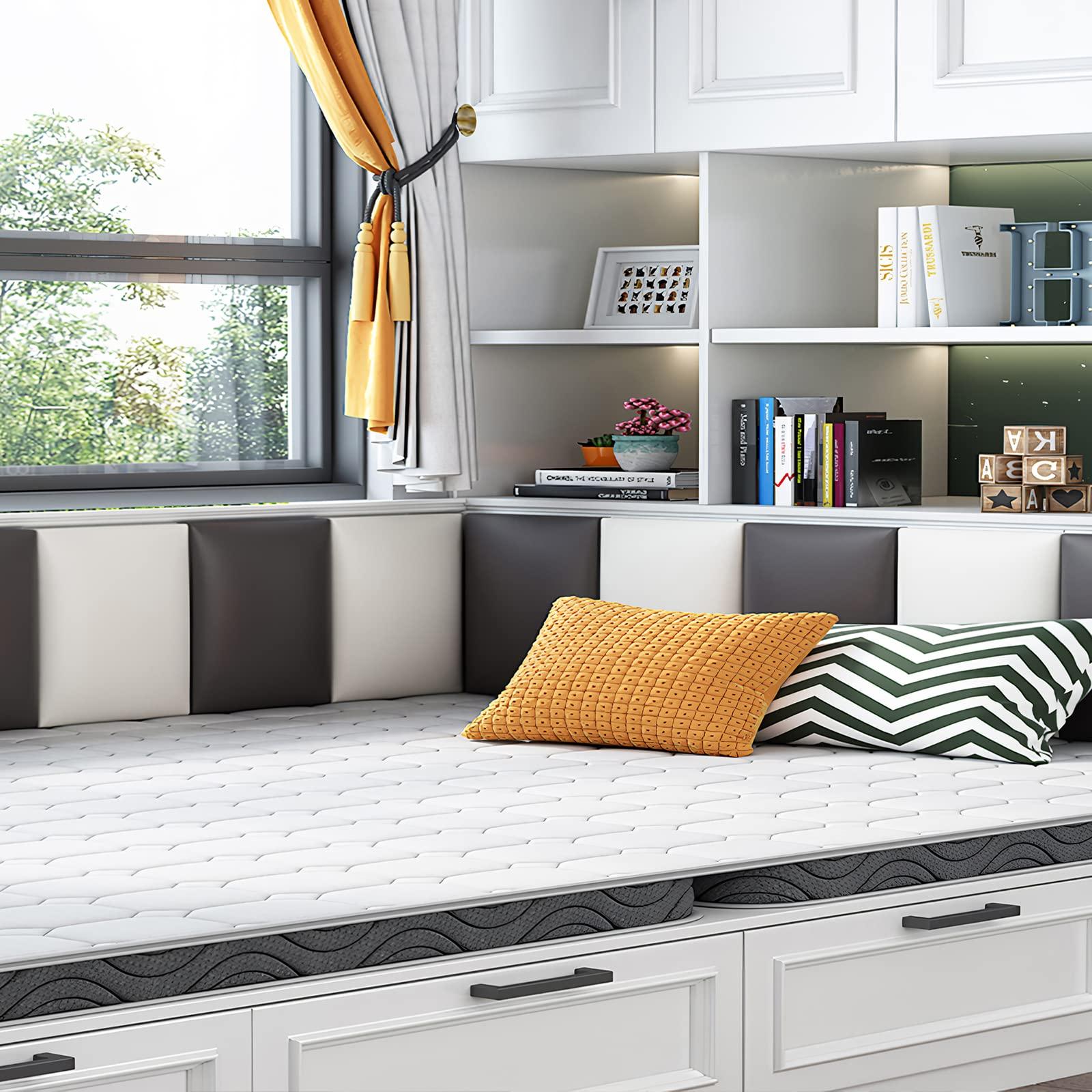 RWBATT RWBATT Anti-Collision Wall Padding for Kids, 11.8 X 11.8 Upholstered Wall Panels Headboard, Peel and Stick 3D Wall Panel, Tatami Nursery Playroom Protection Wall Stickers (Black, 4)