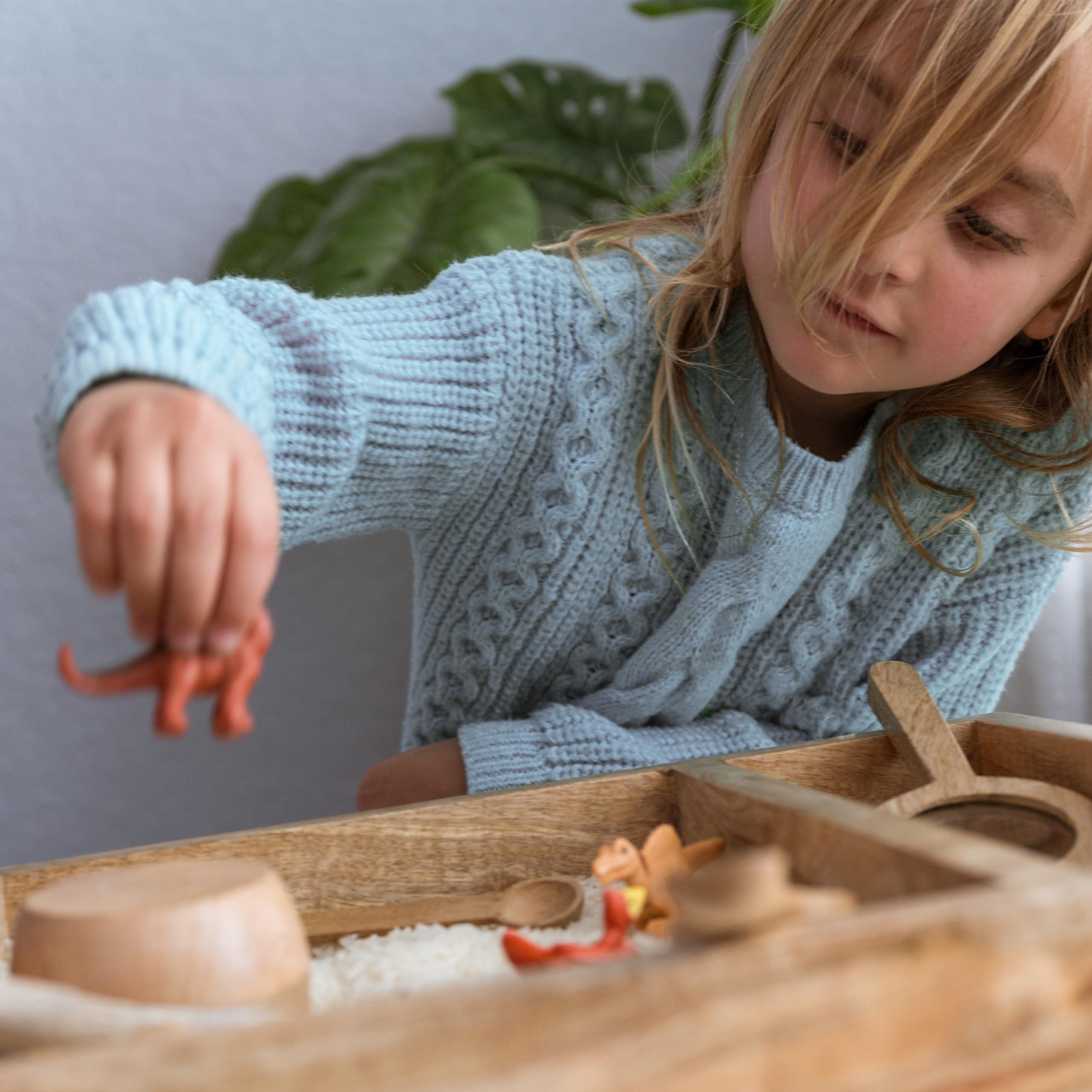 KOOKAROO KOOKAROO Sensory Play Bin - 9 Montessori Sensory Bin Tools + 1 Sensory Box - Sensory Table Toys - Waldorf Toys - Natural Play - Wooden Scoops - Toddler Sensory Toys - Sensory Bins for Toddlers 3-4