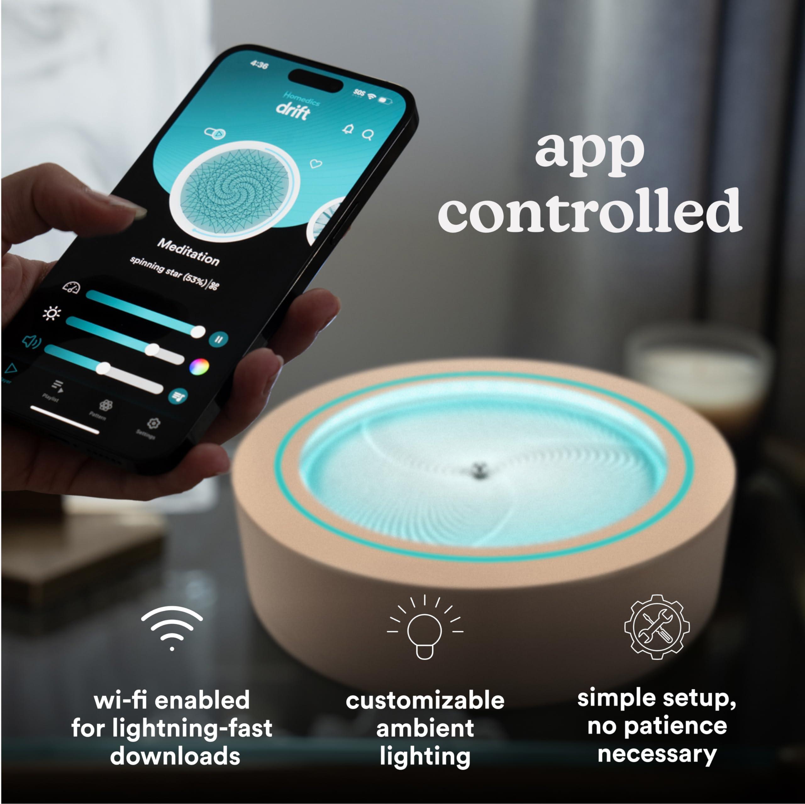 Homedics Homedics 11 Drift Sandscape, Compact Size, Zen Garden, Meditation Accessories, Decorative Sandscape, Smart LED Lighting, Wi-Fi Enabled (Nude)