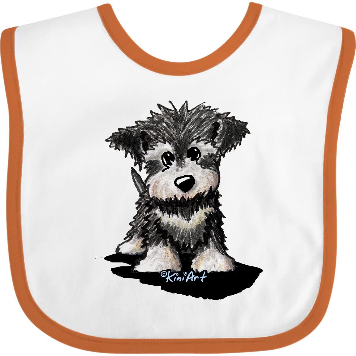 inktastic inktastic Schnauzer Pup Baby Bib White and Orange - KiniArt 373d