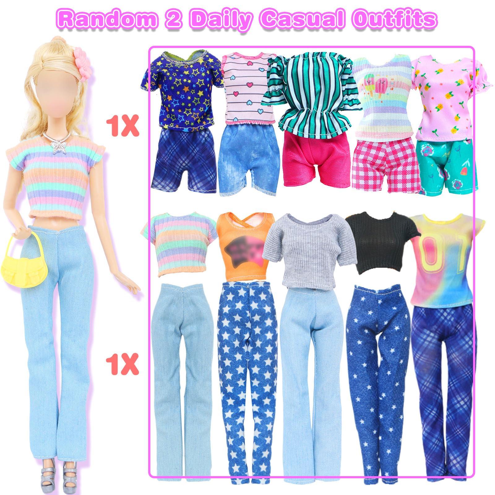 BJDBUS BJDBUS 50 Pcs Doll Clothes and Accessories, 2 Wedding Gowns 4 Fashion Dresses 2 Tops 2 Pants Outfits 2 Swimsuits Bikini 10 Shoes 10 Hangers 17 Doll Stuffers Accessories for 11.5 inch Girl Doll