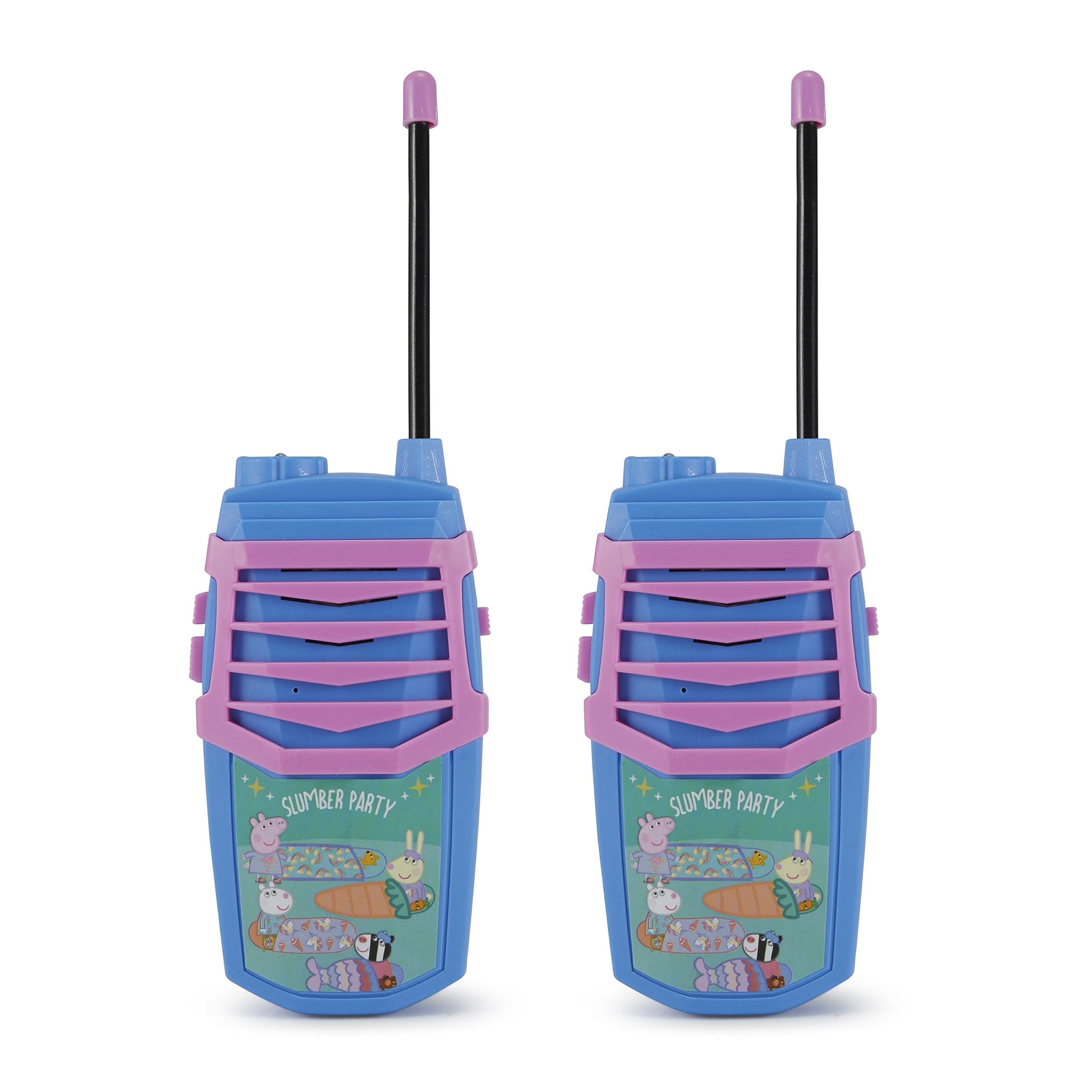 Sakar Sakar Peppa Pig Molded Walkie Talkie for Kids, Safe and Flexible Antenna, Over 1000ft Range, Easy-to-Use Power Switch, Belt Clip, Pack of 2, Camping Accessories, 2-Pack, Outdoor Toys
