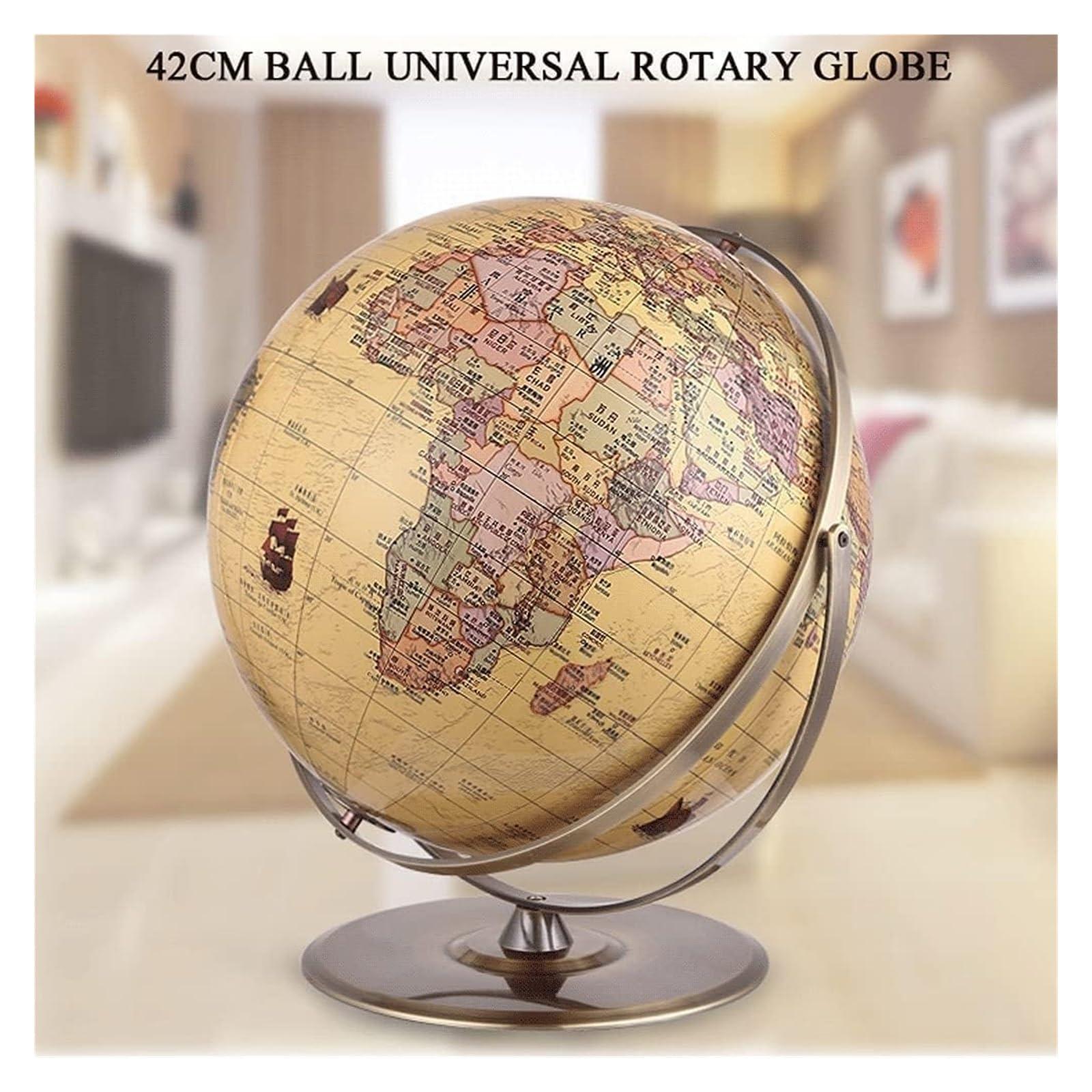OXOAMP World Globe Newest World Globe with Stainless Steel Ball and Base Globe 16.5\"/42cm Large Educational World Map Globe for Kids Bedside