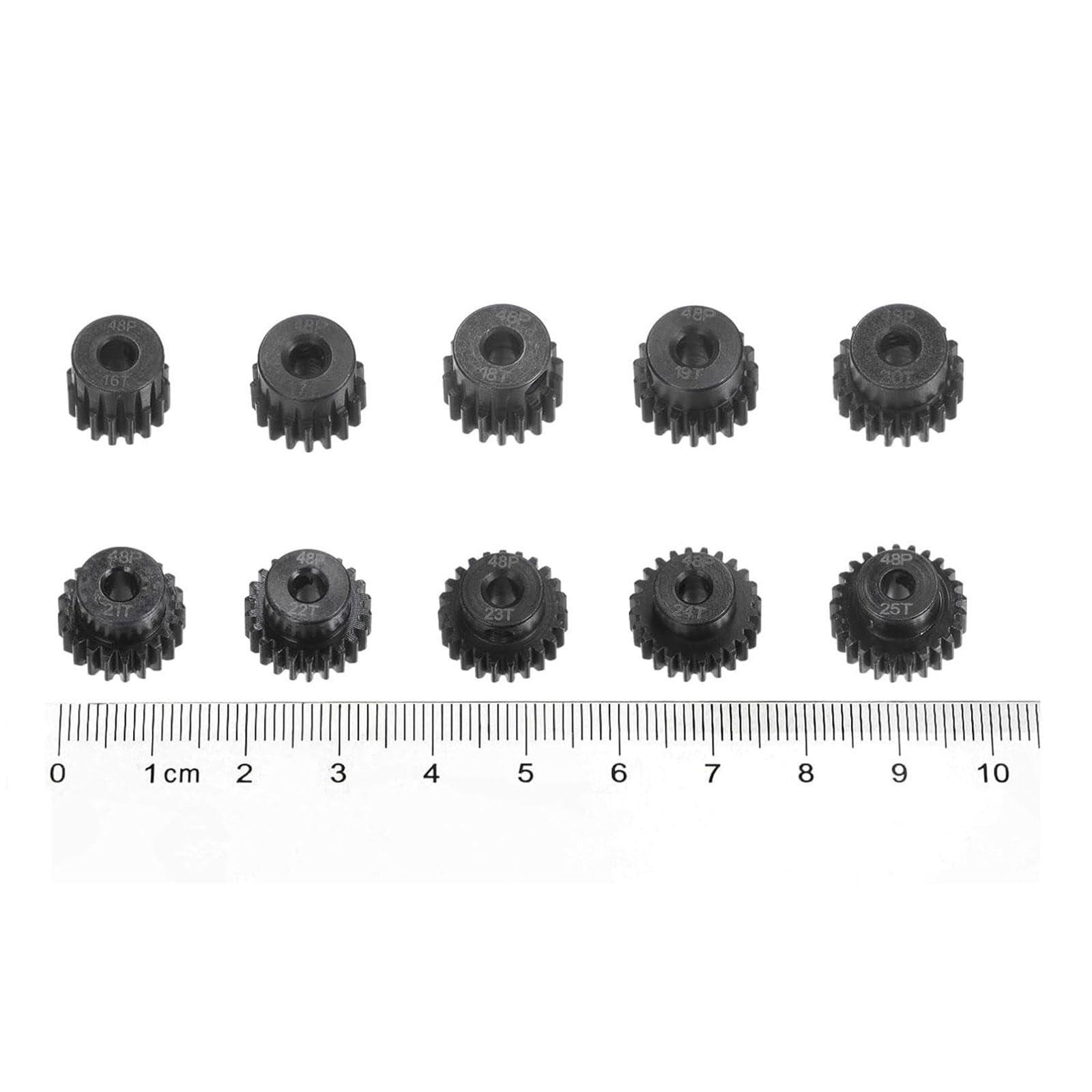 B Baosity B Baosity 10x Pinion Motor Gear Set Upgrade Metal Easy to Install Hardened 16T-25T Spare Parts for 1:10 RC Car Vehicle