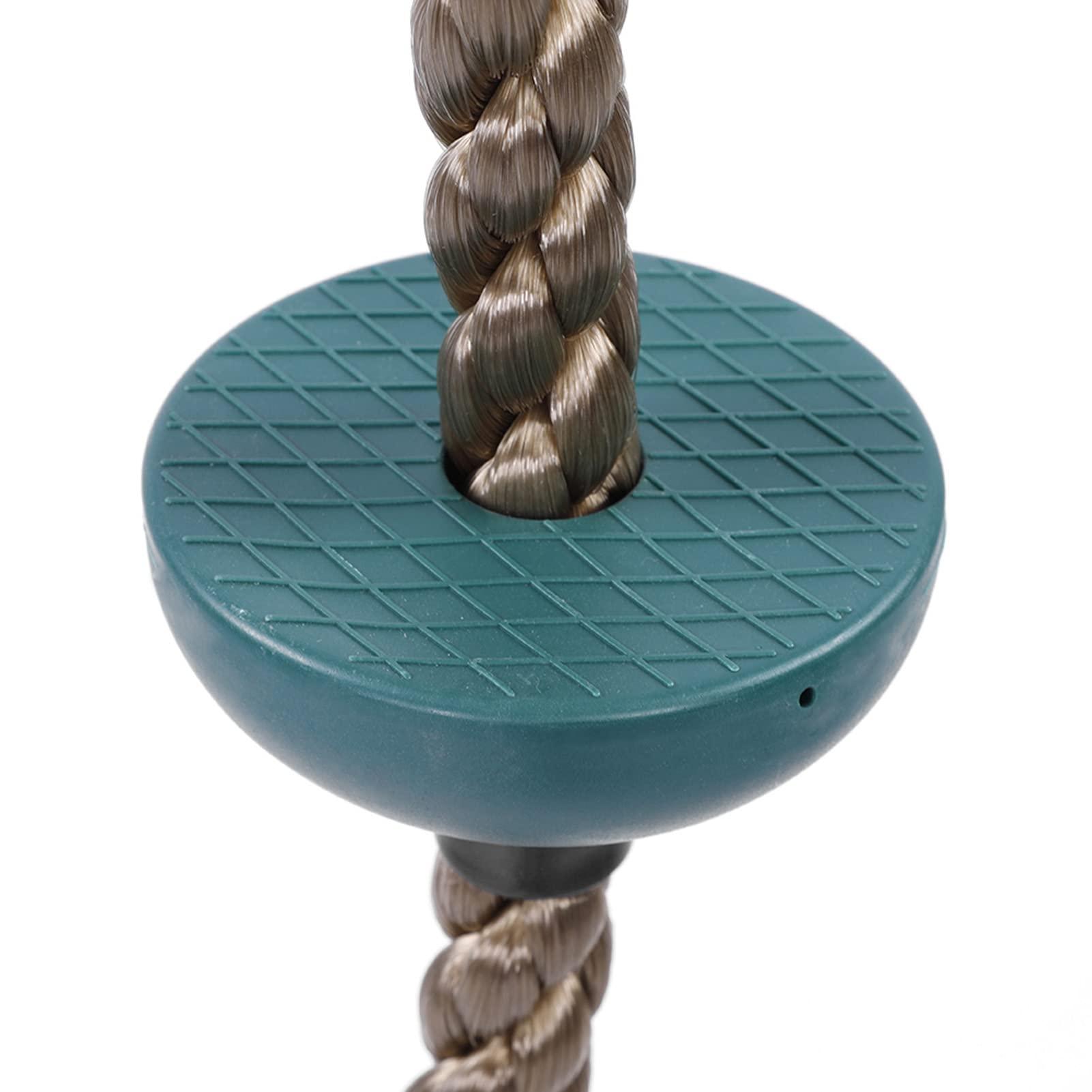 KJAOYU Climbing Rope with Platforms,Tree Climbing Rope,Swing Set Accessories,Children Swing Disc Climbing Rope Kids Playground Equipment Toys (Dark Green)