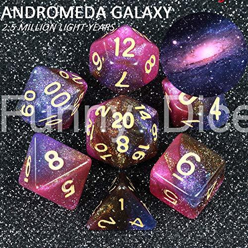 KAKDA-STORE KAKDA,Delicate Novelty Creative Universe Galaxy Dice7Pcs + Dice Box DND RPG Games Hobbies Presell Top Grade Gift - (Color: Cats Eye Nebula)