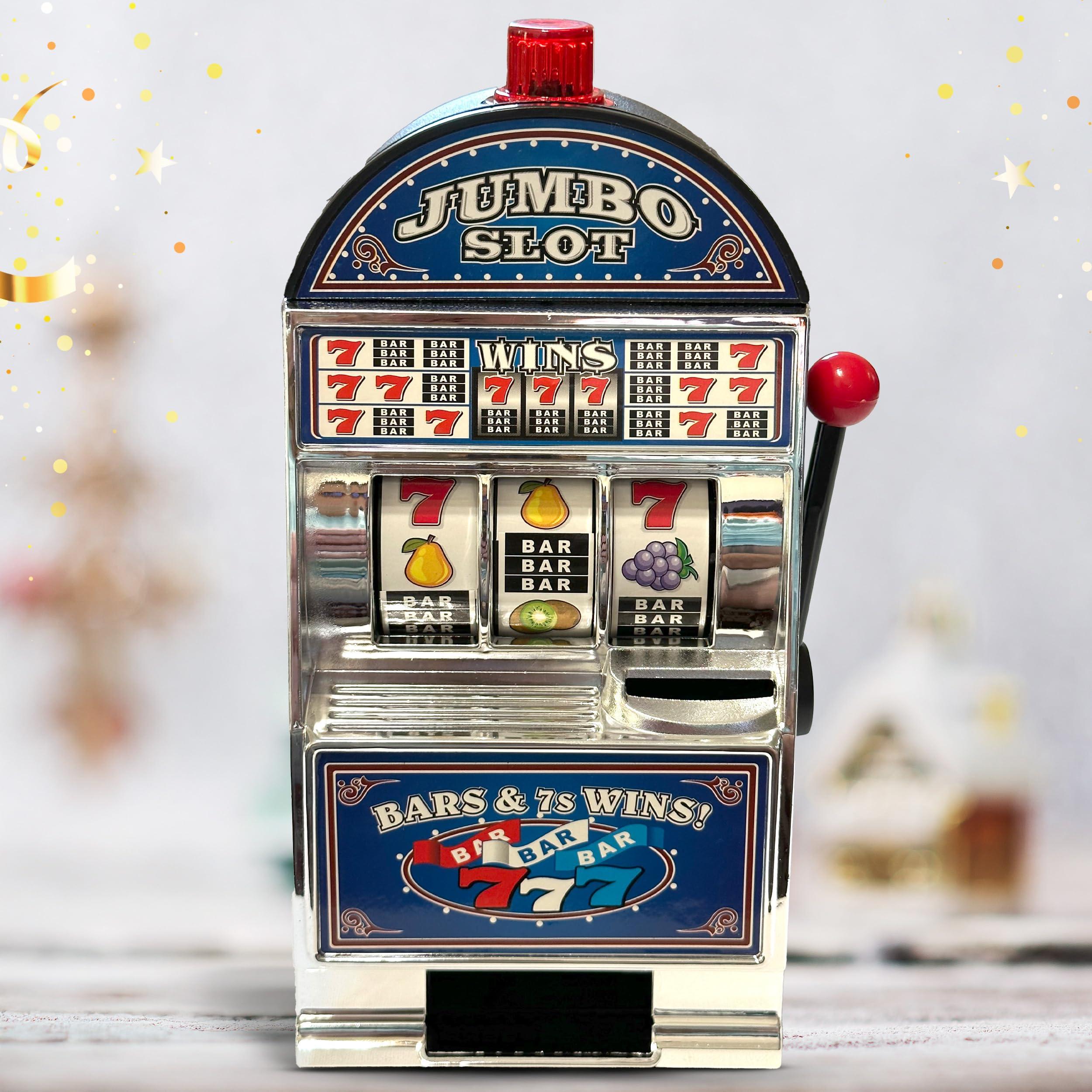 Adams Toy Heaven 777 Silver Slot Machine Casino Toy Piggy Bank Replica with Flashing Lights and Jackpot Alert Sounds