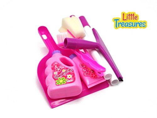 Little Treasures Little Helper Pretend Play Toy Set with dust pan, Mock soap Bottle, mop, Brusher and Viper Cleaner - Educational Cleaning Game for preschoolers 3+ Fun Helping mom kit to Clean Around The House