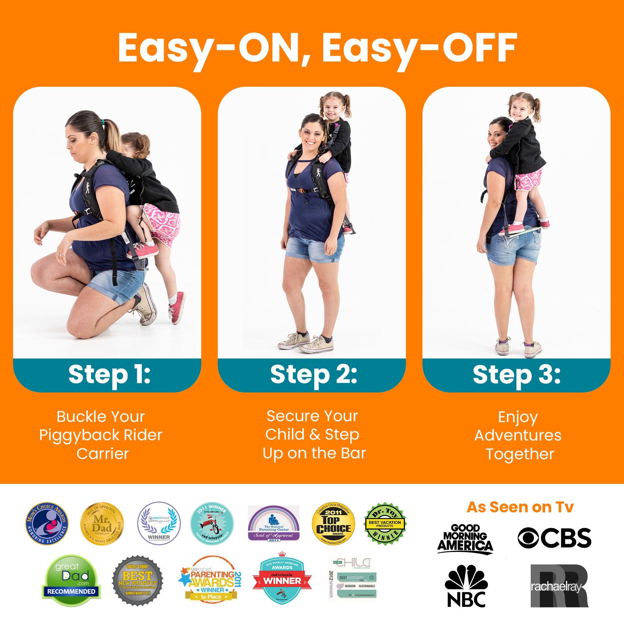 Piggyback Rider Piggyback SCOUT Standing Toddler Carrier Backpack - 2-Piece Bundle for Hiking & Travel with Secure Child Safety Harness Included - For Ages 2-4 (Under 50 lbs) - No Accessories Included
